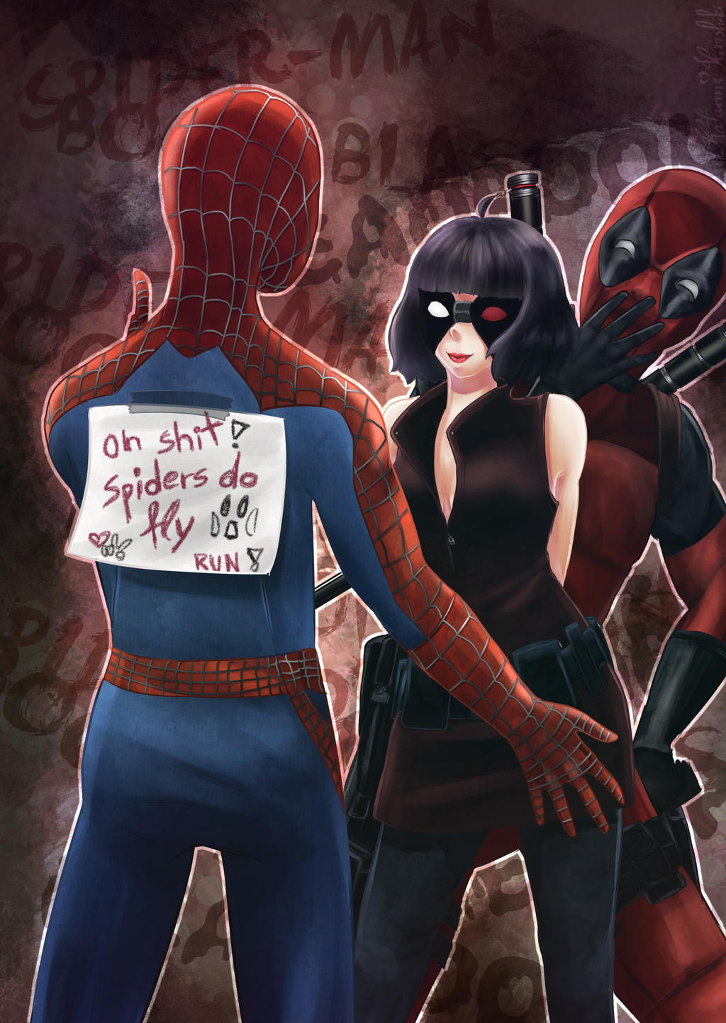 Wallpaper #nRkVH48BtGB6xQ78MHqJ7 Oc Fanart Boom Blast Deadpool and Spider Man by Katarina Kirishiki