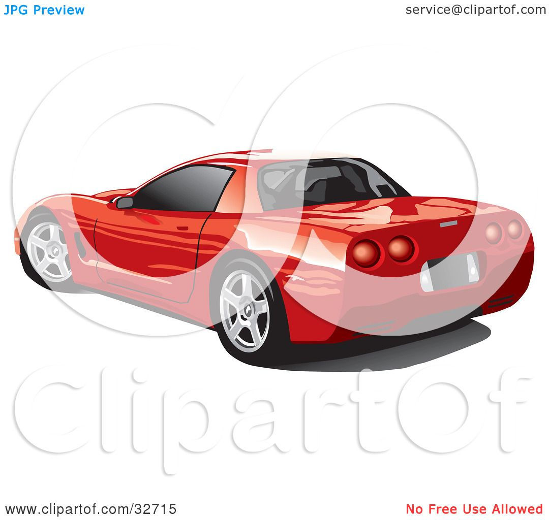 Wallpaper #vmggF5MBSpphPi3-Hw3o86 Clipart Illustration of a Rear View of a Red Chevrolet Corvette with