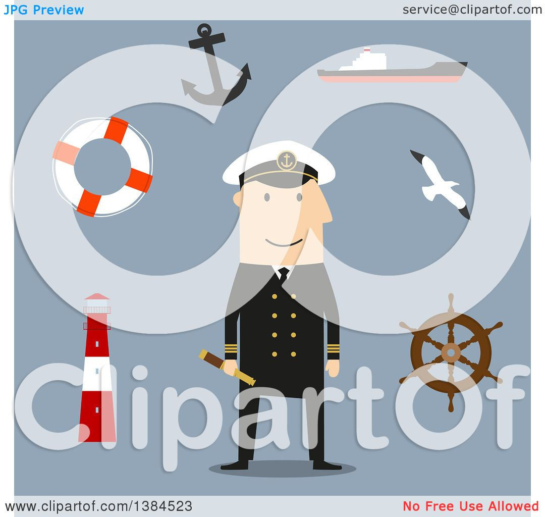 Wallpaper #sTGvNZMB5zzyi_yYOVfz96 Clipart of a Flat Design White Male Sea Captain and Accessories on