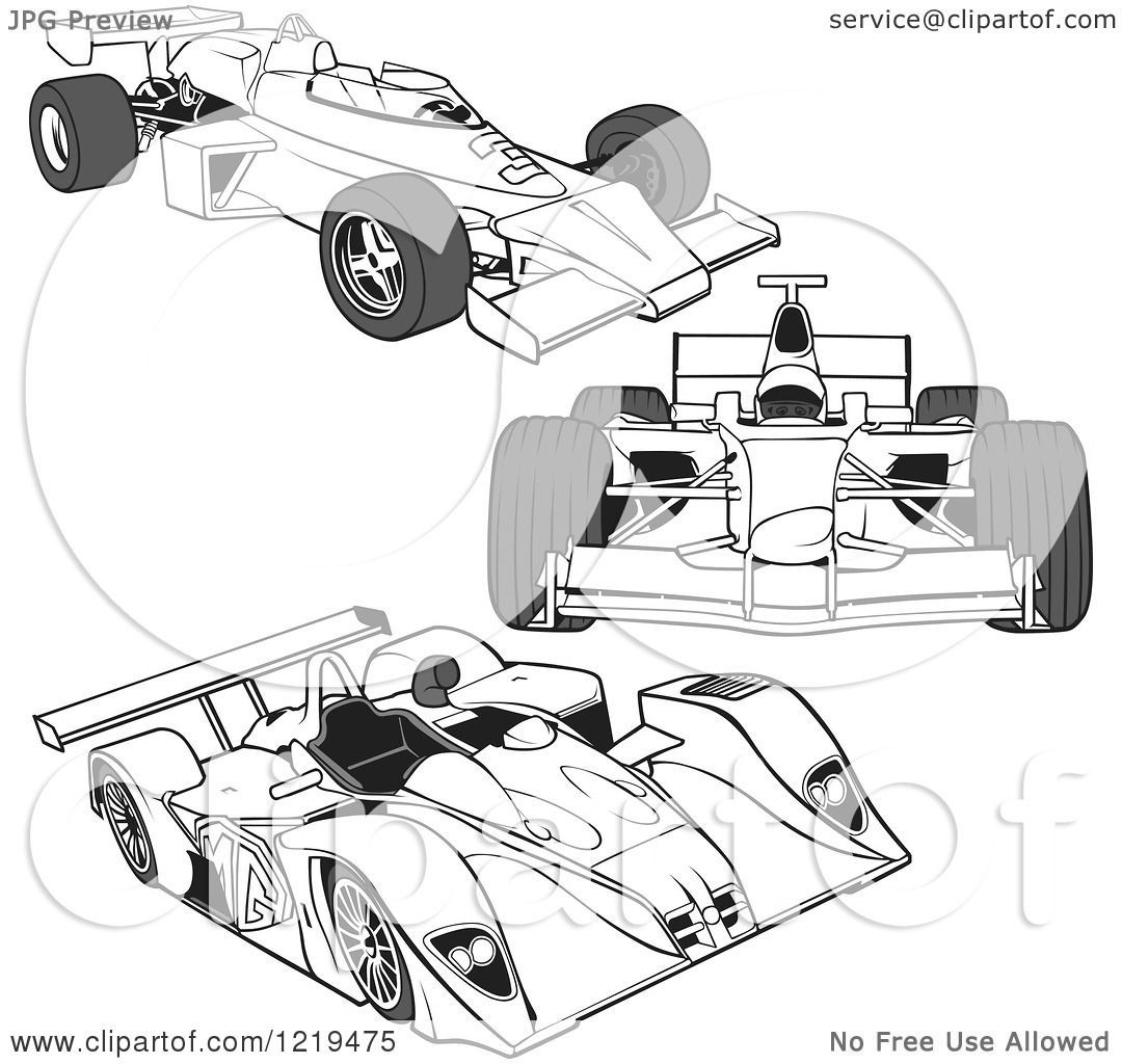 Wallpaper #ZGgIG5MBSpphPi3-Ph59159 Clipart of F1 Race Cars 2 Royalty Free Vector Illustration by Dero
