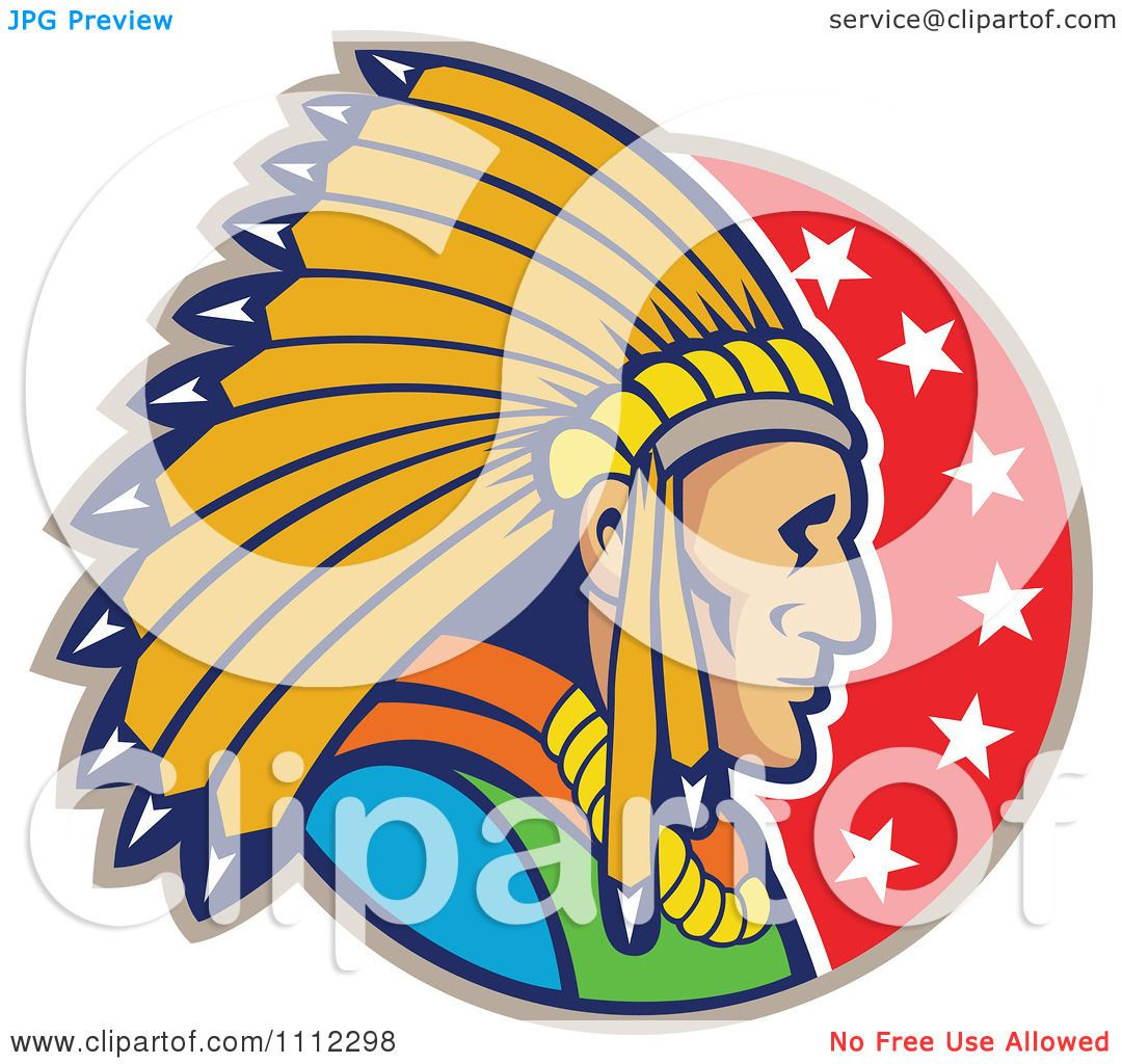 Wallpaper #uGcKC5MBSpphPi3-5NdM135 Clipart Retro Native American Indian Chief Man in Profile Over a Circle