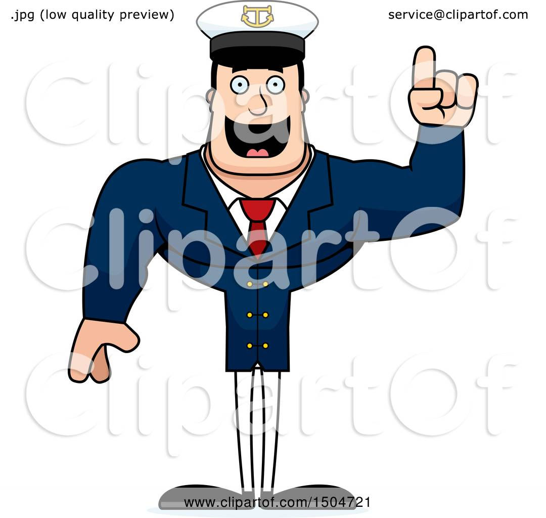 Wallpaper #sTGvNZMB5zzyi_yYOVfz135 Clipart of a Buff Caucasian Male Sea Captain with an Idea Royalty