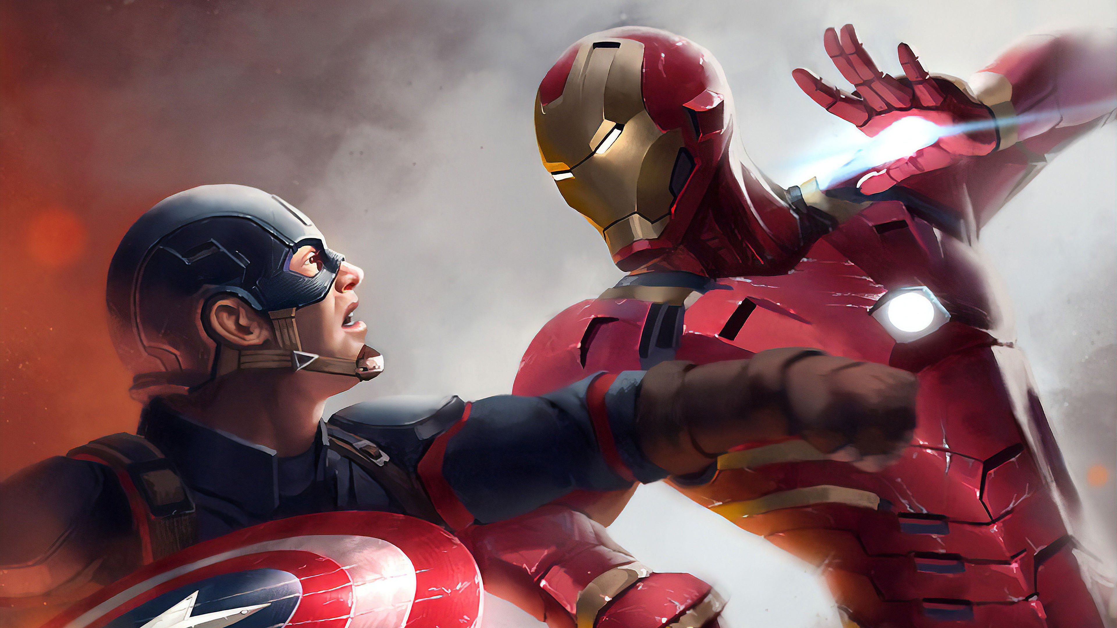 Wallpaper #JHOKgo4BFI5NbQks1hlc20 Captain America and Iron Man Engaged in an Epic Battle