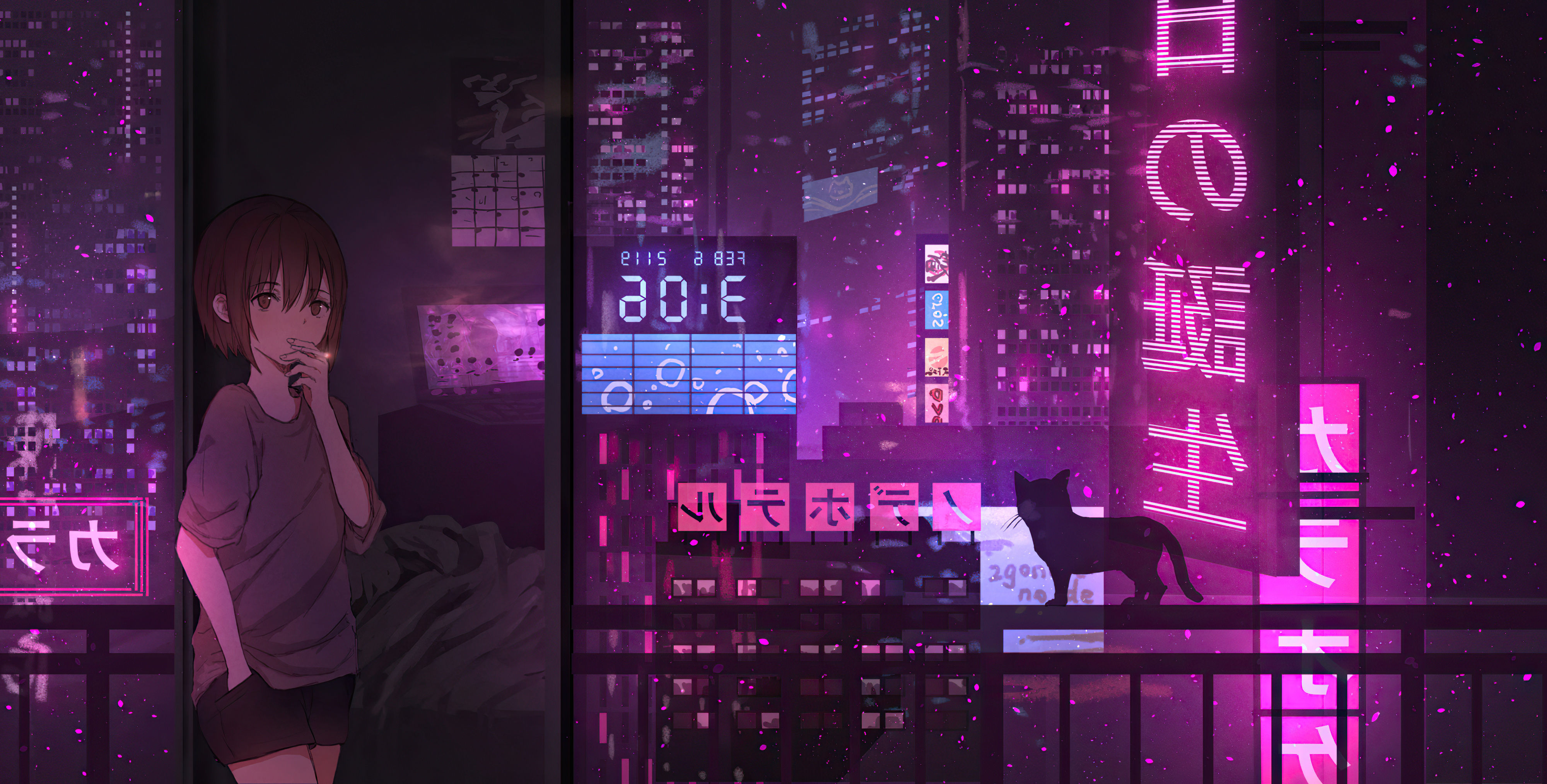 Wallpaper #nAAi7I4BSdW8dNouXBNB43 Anime Girl City Night Neon Cyberpunk