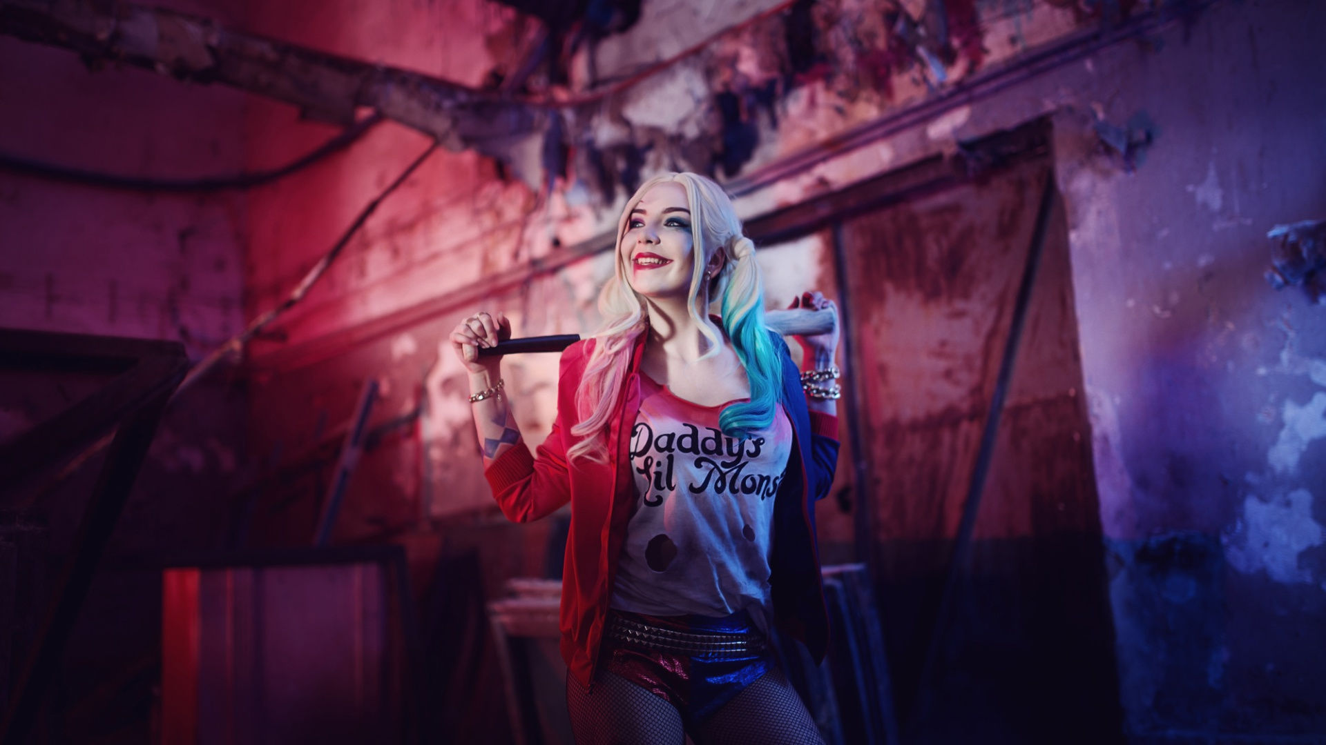 Wallpaper #4b84f Womens Deluxe Harley Quinn Jumpsuit Costume