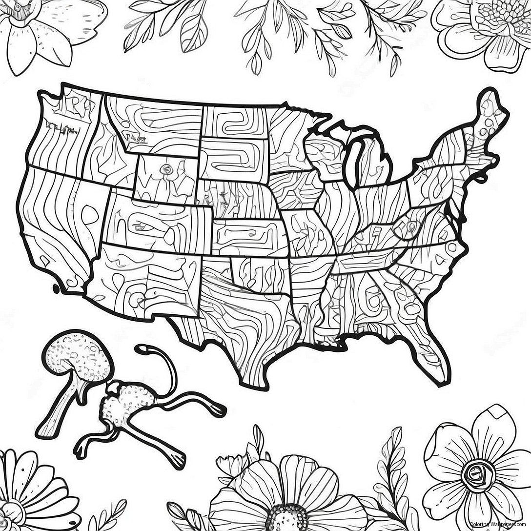 Wallpaper #L20PapcBycdYOYFTAnFj179 Detailed USA Map Coloring Page 8021 6393
