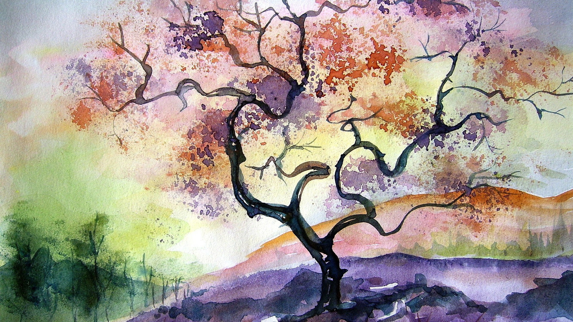 Wallpaper #18733 Pastel Painting Tree at Sunset Original Work Pastel Painting Etsy