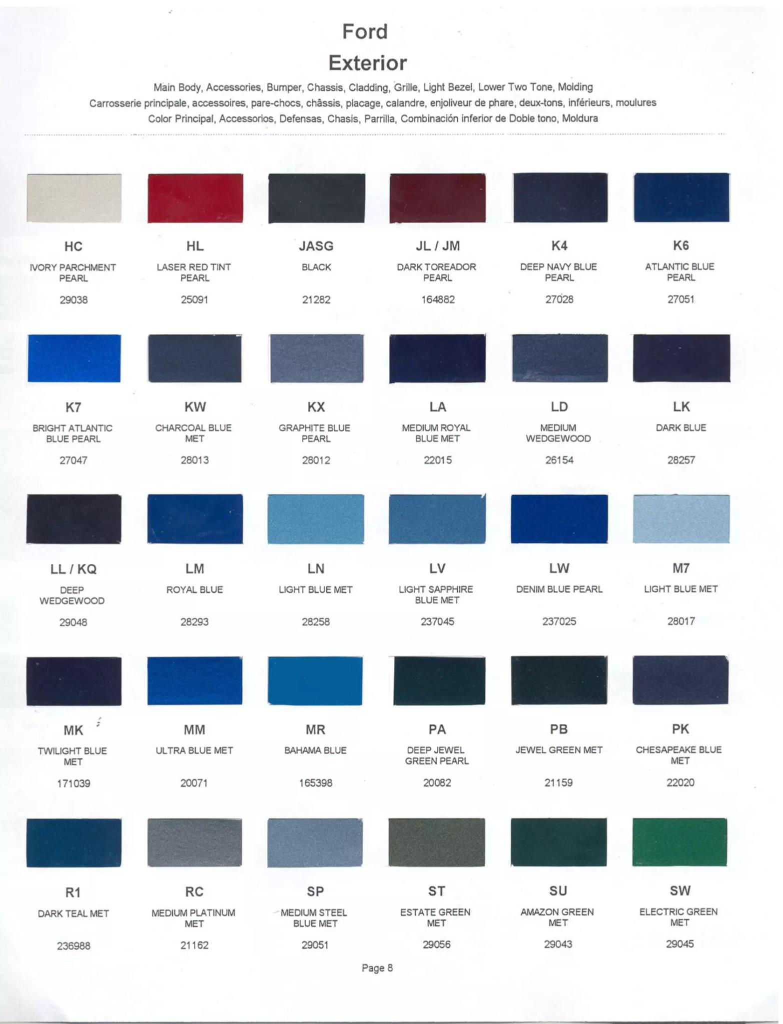 Wallpaper #6ANDZZMBpyOg8YnEF9gO11 2000 to 2004 Ford Paint Charts