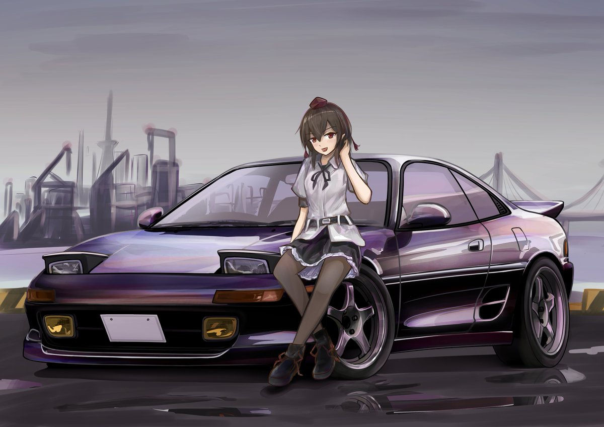 Wallpaper #46bf0 Download Girl Leaning on a Nissan Skyline Car Anime Wallpaper