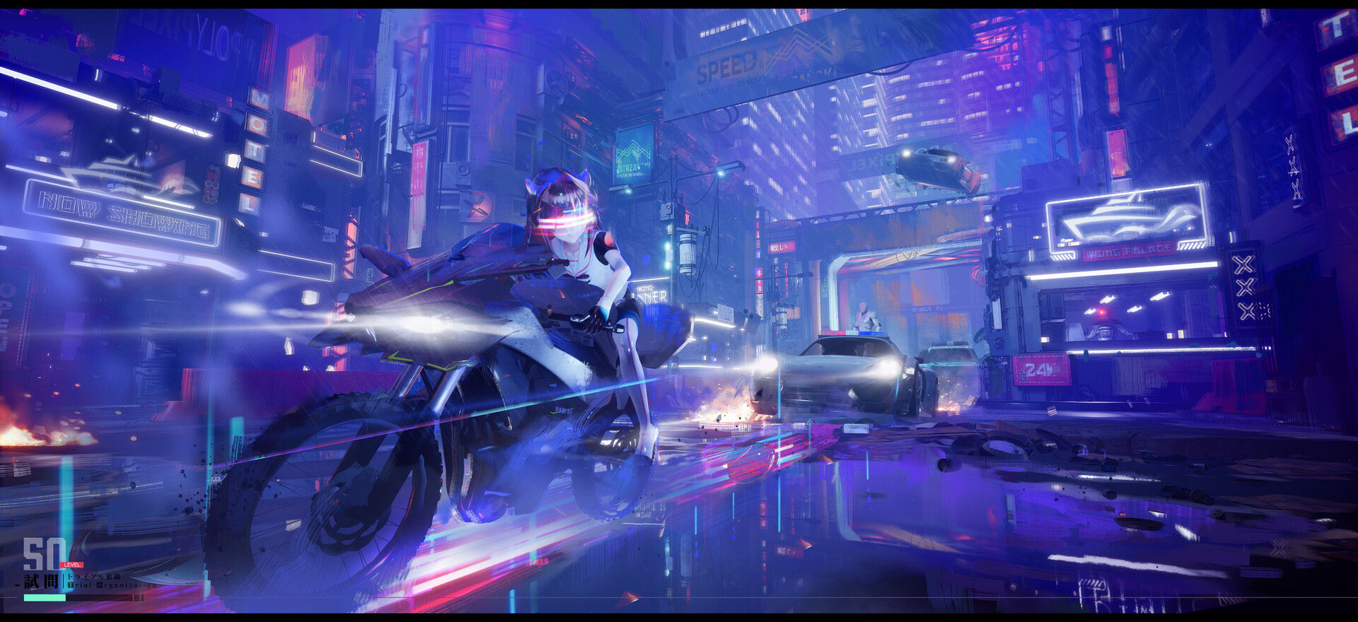 Wallpaper #J32d9I4Bnwiau_P6FRDZ40 Digital Art Cyberpunk Motorcycle 1920x880 Wallpaper Wallhavencc
