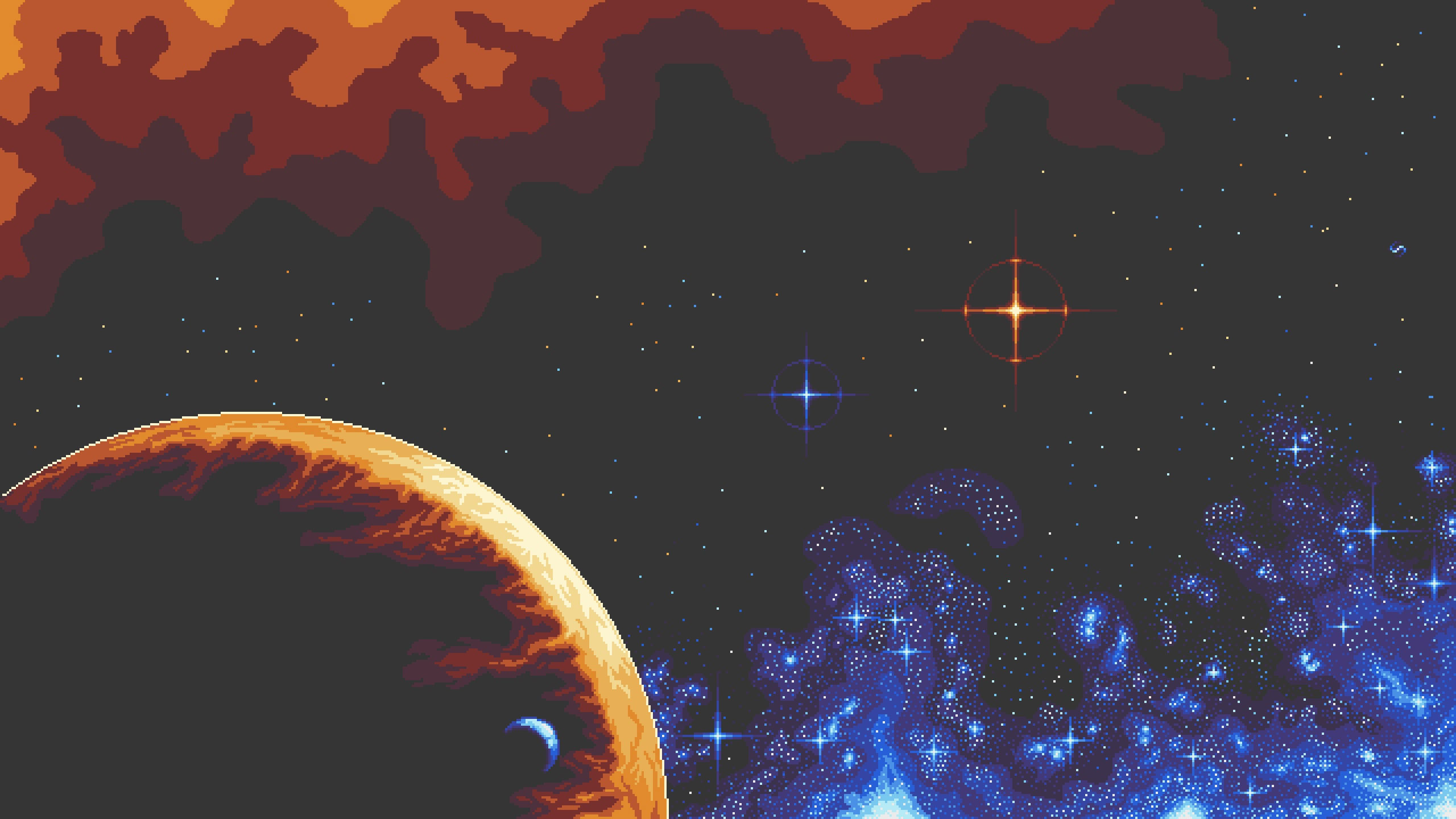 Wallpaper #YVanepcBsd6xcFiEltxK76 Pixel Art Stars Space Digital Art Planet Simple Background