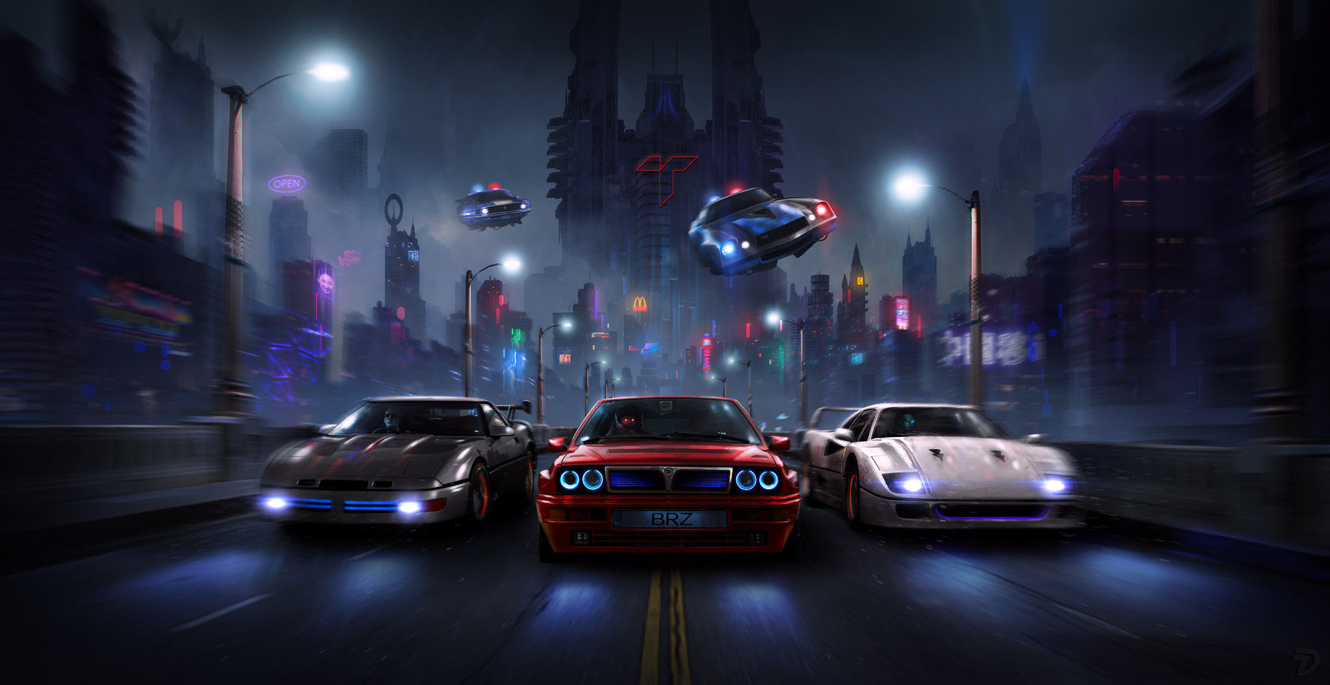 Wallpaper #UwCa644BSdW8dNouQxK229 Police Car Cyberpunk Racer Motion Blur Night City Street