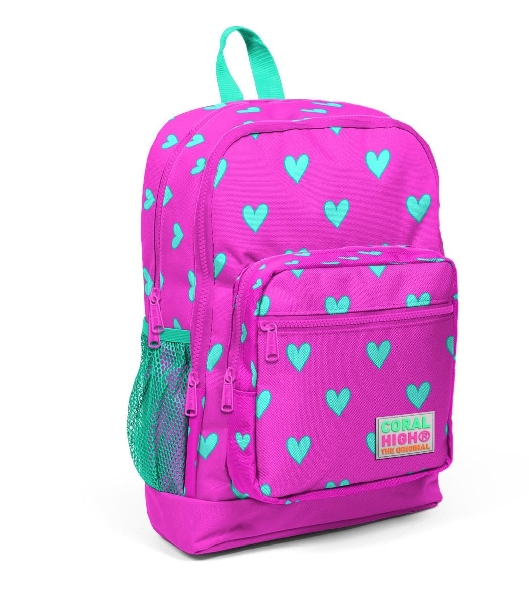Wallpaper #Tmd395IBSpphPi3-tobx379 Coral High Kids Four Compartment School Backpack Neon Pink Water