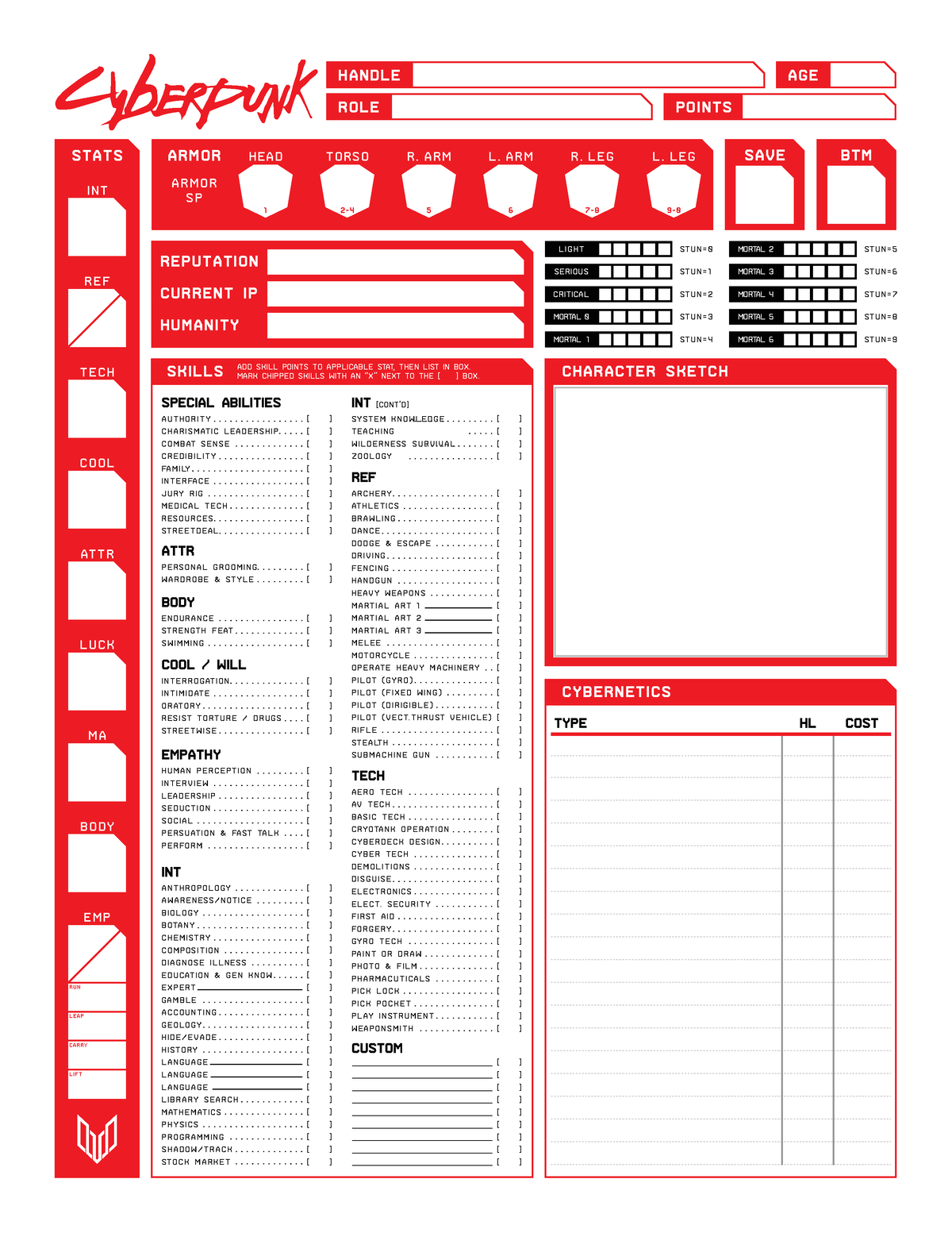 Wallpaper #UxkGBI8BtGB6xQ78bE3v17 Cyberpunk Red Character Sheet Printable