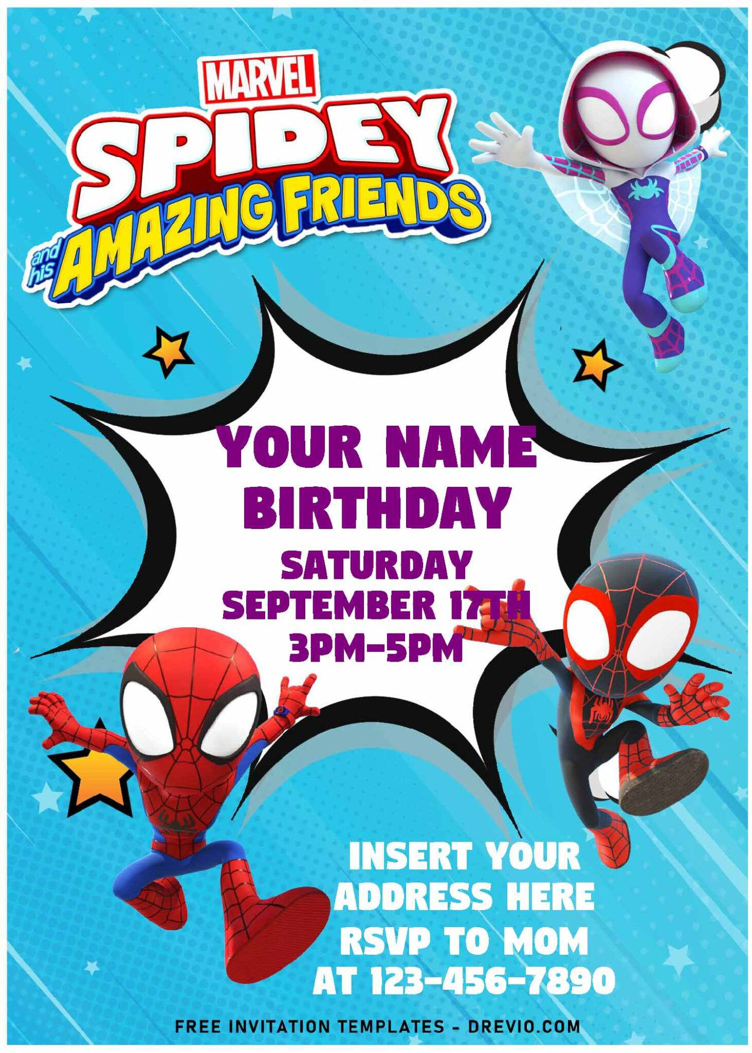 Wallpaper #J_QuOpMBKFX8bn3reXjK209 Free Editable Pdf Epic Spidey and His Amazing Friends Birthday