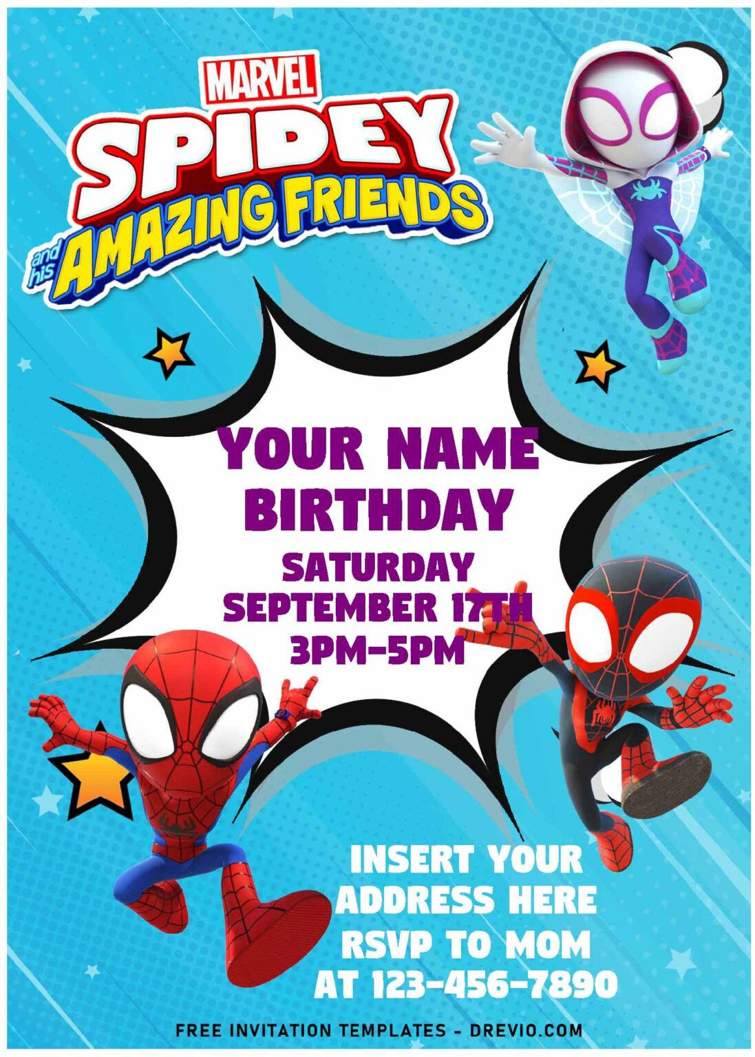 Wallpaper #J_QuOpMBKFX8bn3reXjK208 Free Editable Pdf Spidey and His Amazing Friends Birthday Invitation