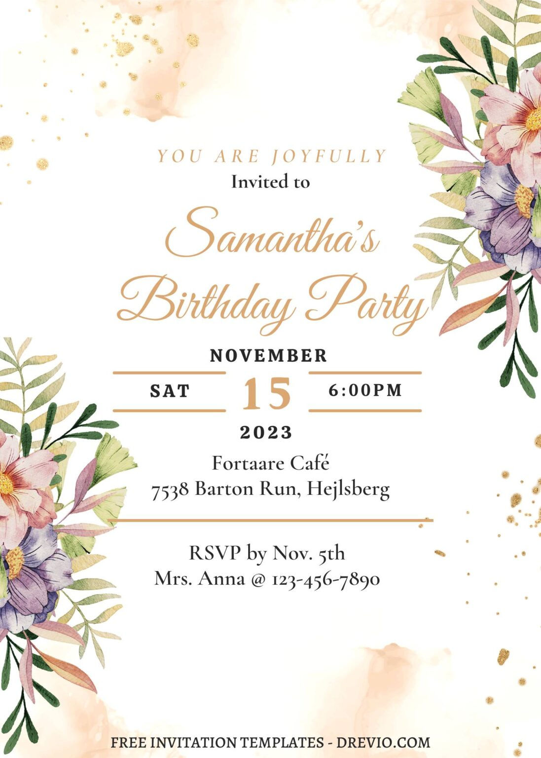 Wallpaper #lTEHNpMB5zzyi_yYM1jN88 8 Watercolor Romantic Garden Floral Canva Birthday Invitation