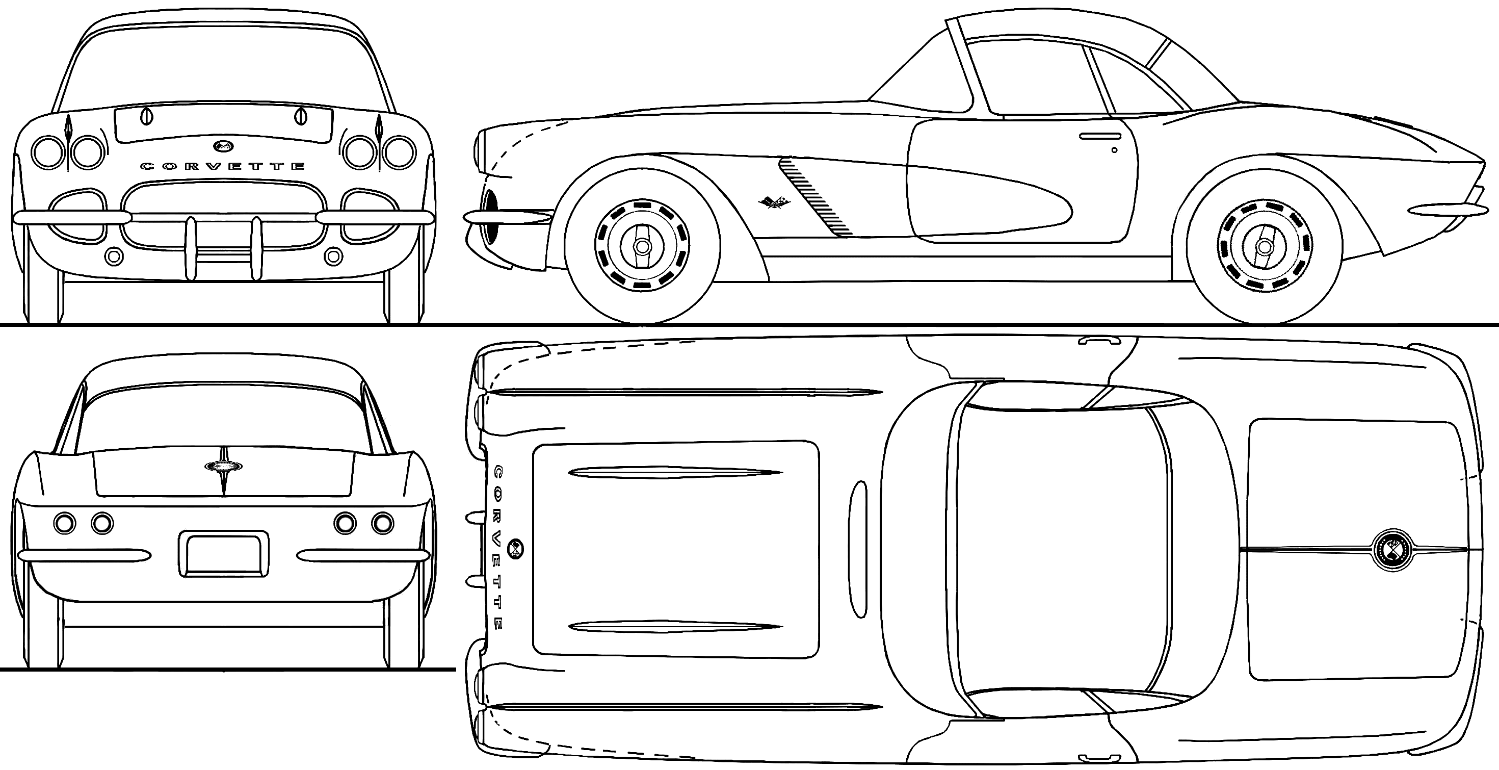 Wallpaper #ZSxtSpMB0E1QgA7wq_Y9364 Chevrolet Corvette C1 Blueprint Download Free Blueprint for 3D Modeling