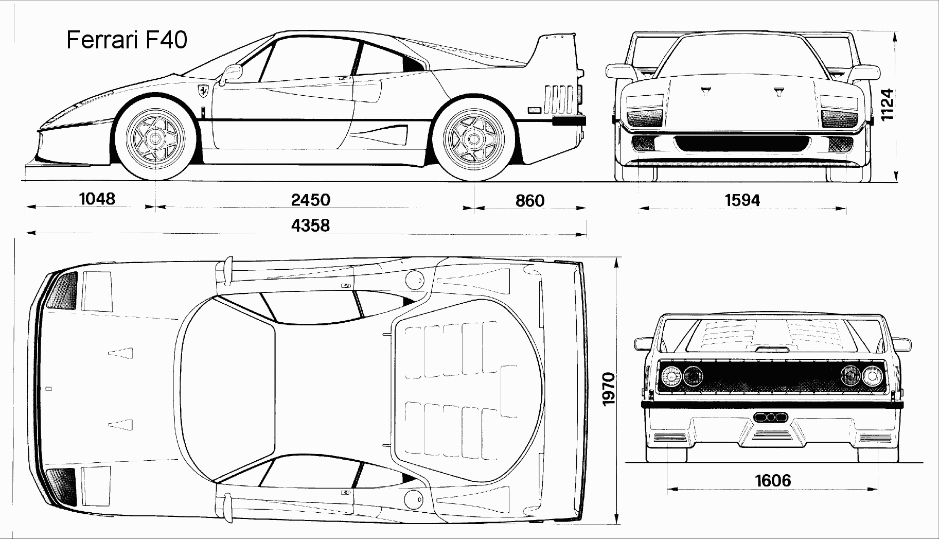 Wallpaper #Z5kLP5MBUcASHT6npsuA257 Ferrari F40 Blueprint Download Free Blueprint for 3D Modeling