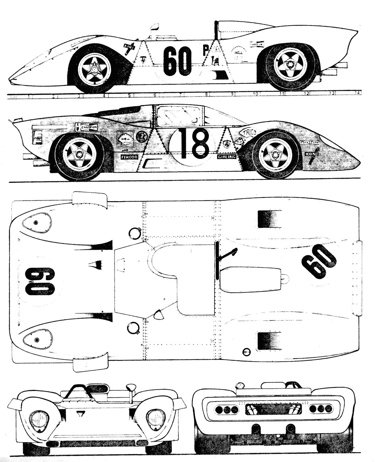 Wallpaper #HGfK9ZIBSpphPi3-VYFg300 Ferrari 312p Blueprint Download Free Blueprint for 3D Modeling