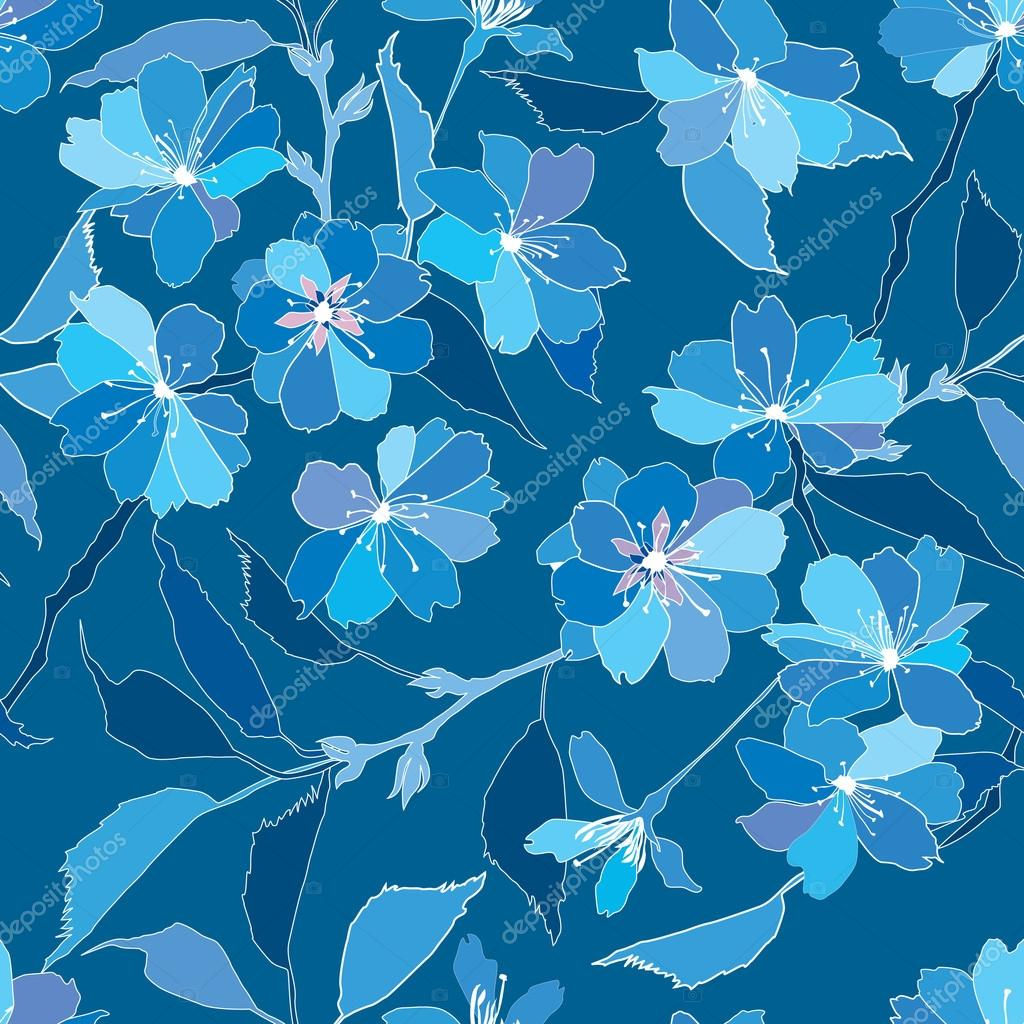 Wallpaper #4B2MLZMBlOZrFDOkv9C4189 Floral Seamless Pattern with White and Blue Flowers Stock Vector