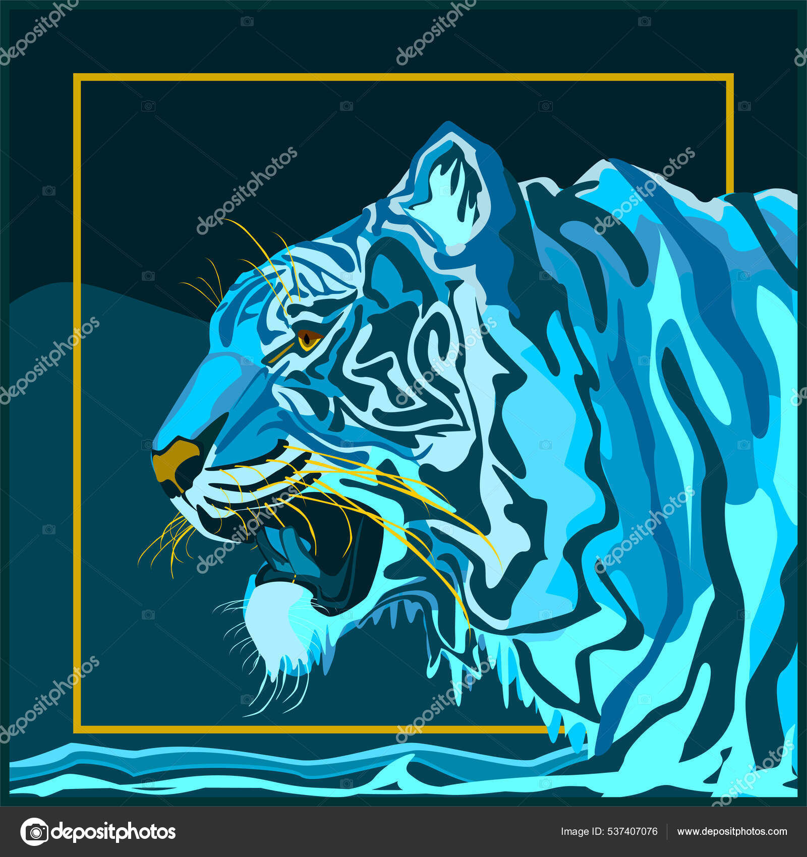 Wallpaper #fULzPJMBOBpx0NhmUcKW318 Water Tiger Animal 2022 Year Head Side View Stock Vector by Ladzerin