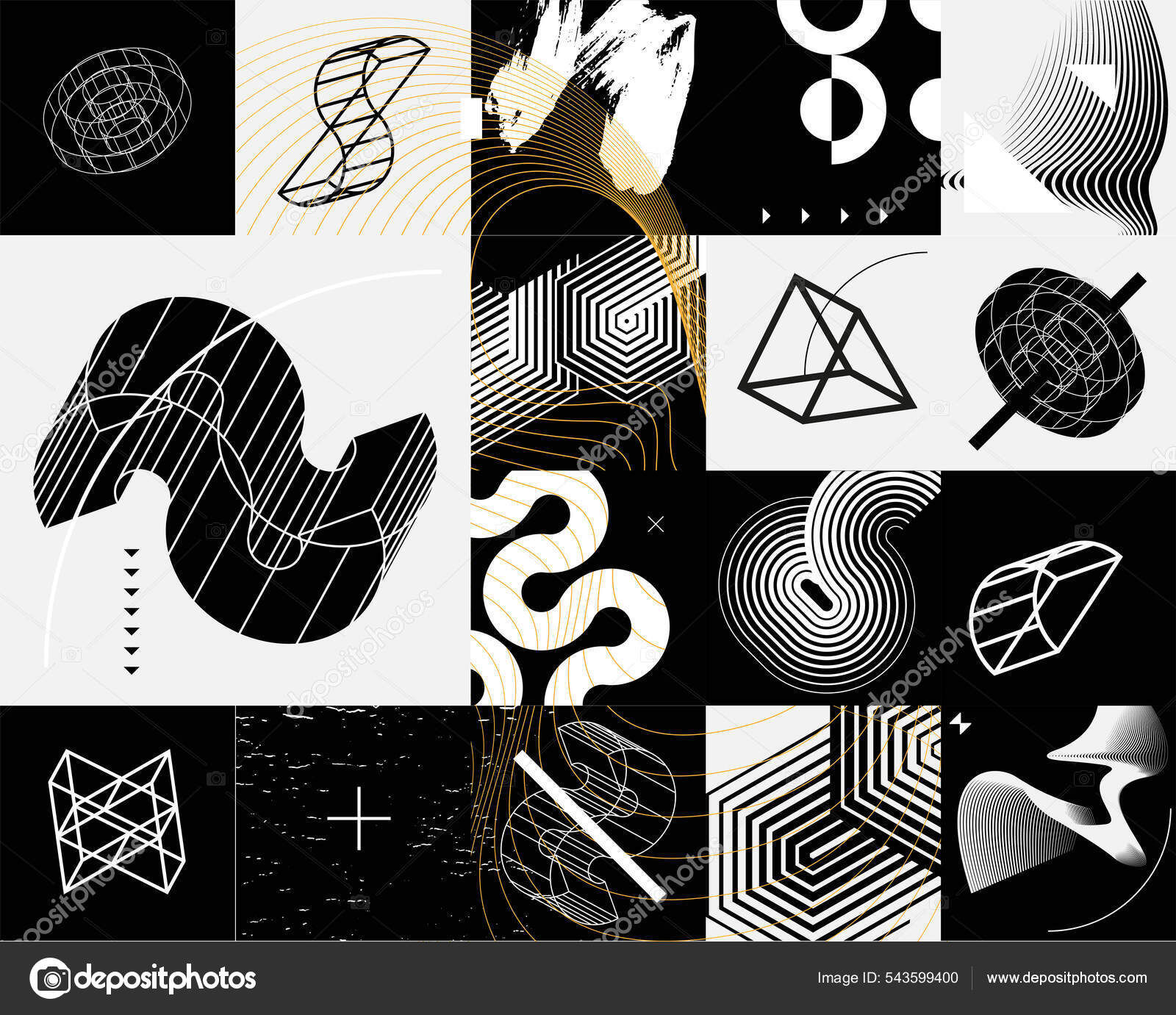 Wallpaper #dRkxMo8BtGB6xQ78lZec13 Retro Futurism Cyberpunk Geometric Shapes Modern Monochrome Set