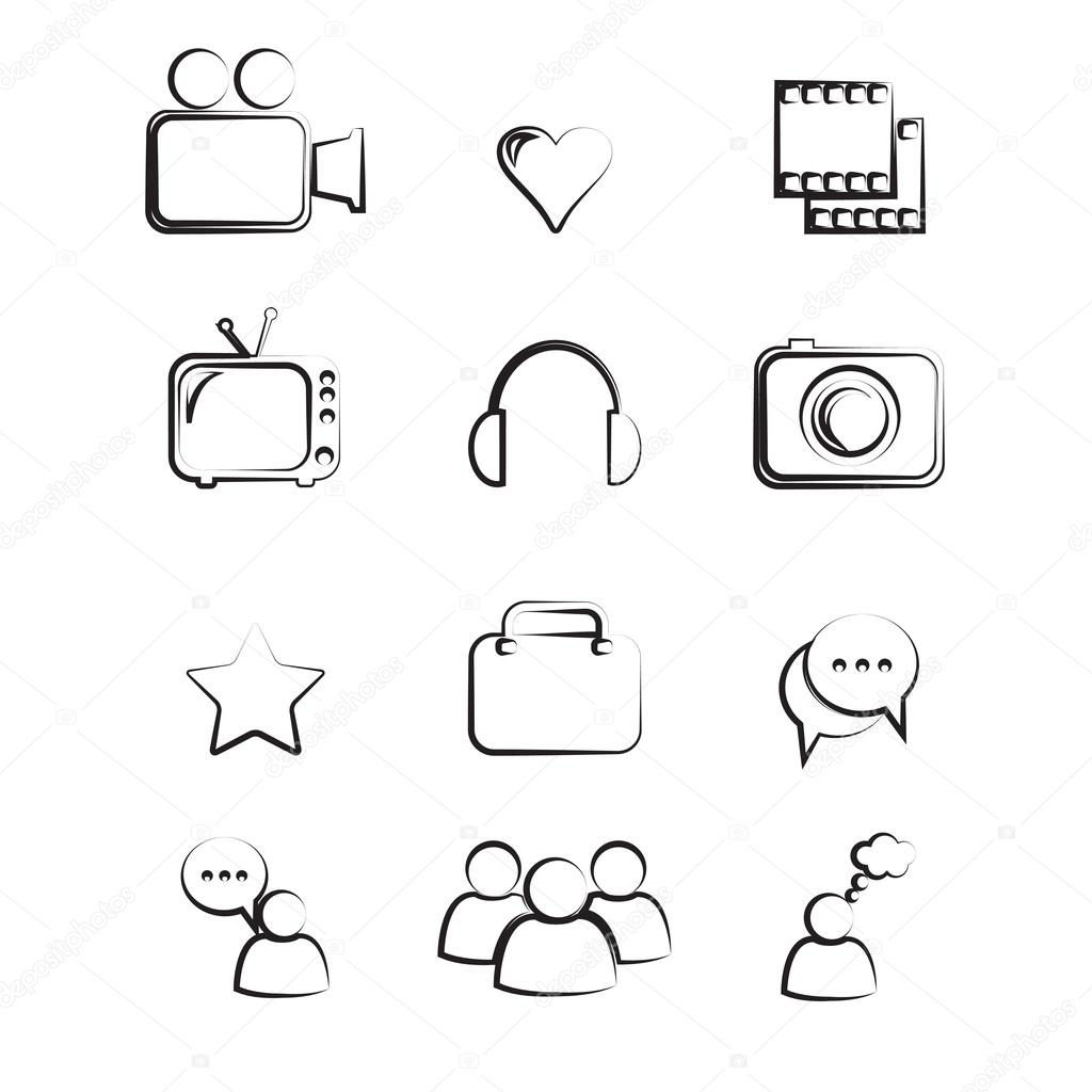 Wallpaper #q2eo85IBSpphPi3-BHbl222 Media Technology Icons Stock Vector by Elentina 41981377