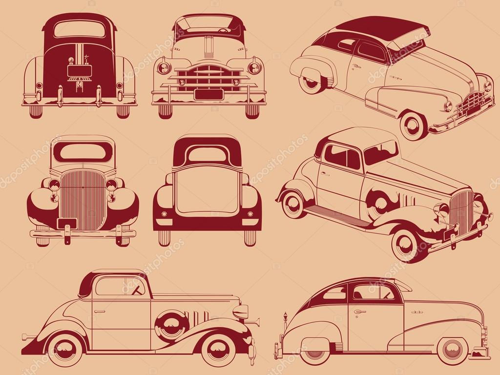 Wallpaper #GGfAC5MBSpphPi3-iNun176 Old Car Silhouette in Several Positions Stock Vector Image by Bluezace