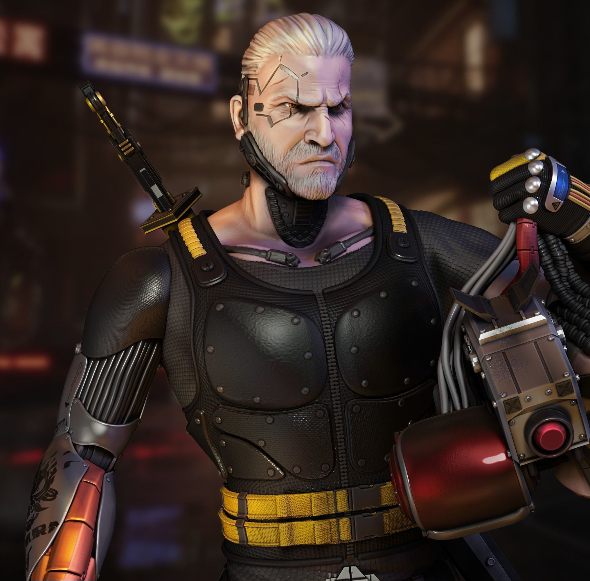 Wallpaper #2RmwAo8BtGB6xQ78REoe21 Geralt of Rivia the Witcher Cyberpunk 3D Printable Model