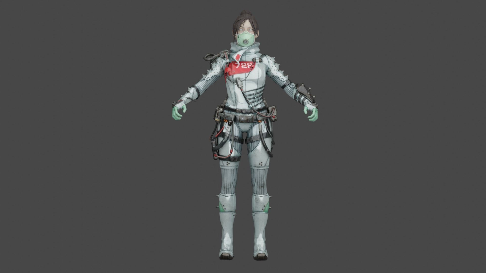 Wallpaper #T2cxApMBSpphPi3-tK6S51 Apex Legend Wraith 3D Model Cute Sci Fi Cop Animated