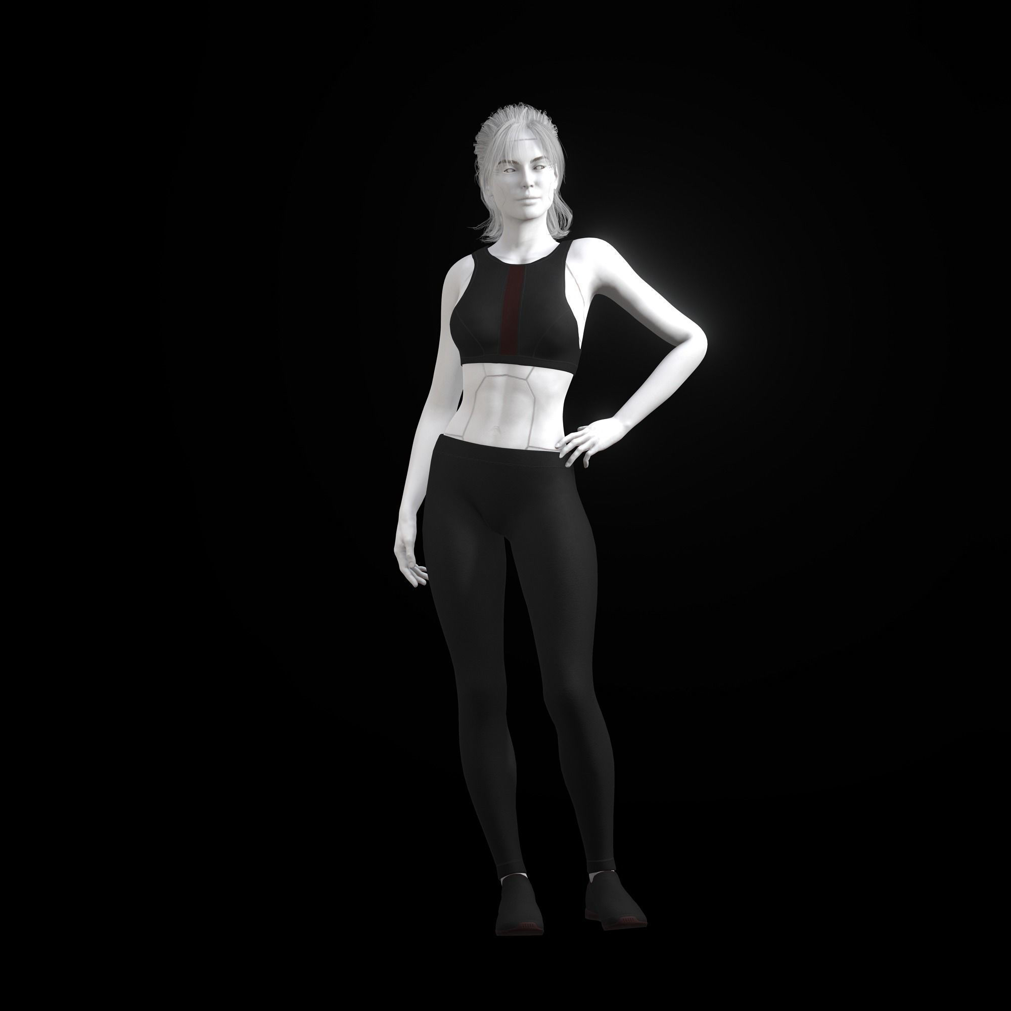 Wallpaper #ngM0ZpMBpyOg8YnEJtr-150 3D Model Cyberpunk Sports Activewear Clothing Set Black and Red Vr