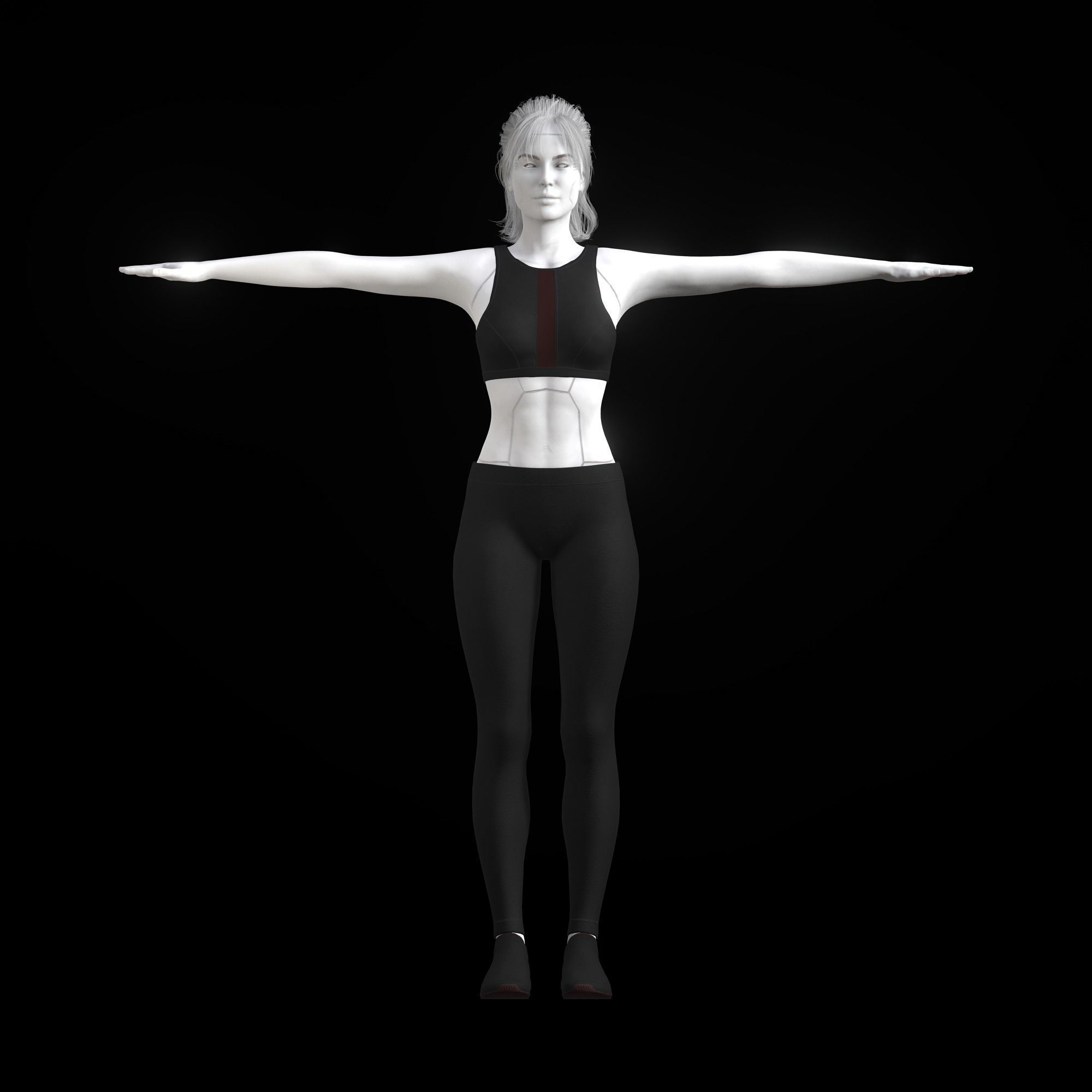 Wallpaper #ngM0ZpMBpyOg8YnEJtr-143 3D Model Cyberpunk Sports Activewear Clothing Set Black and Red Vr