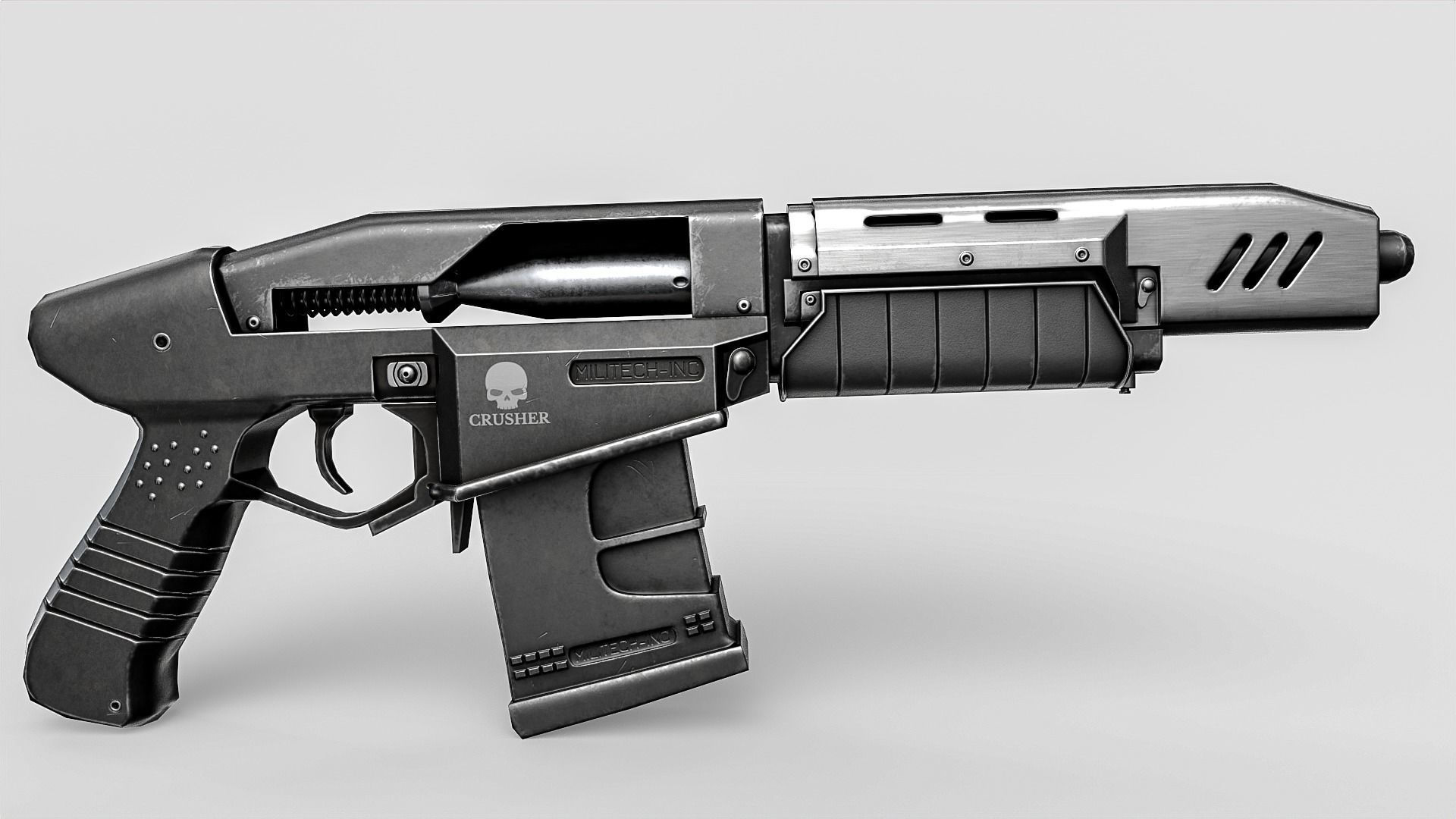 Wallpaper #gmdL_5IBSpphPi3-4aLN13 3D Model Cyberpunk 2077 Militech Crusher Gun Vr Ar Low Poly Cgtrader