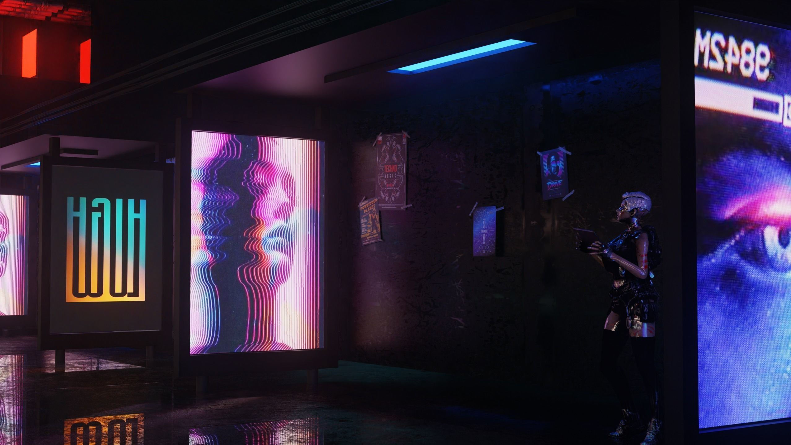 Wallpaper #WCZ4mZcBNyflpn9rO4jV19 Cyberpunk Bus Station Scene 3D Blend Textured Fbx Obj Mtl Files 3D