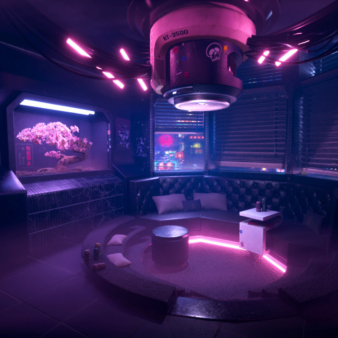 Wallpaper #L2irGZMBSpphPi3-hhhh1 Artstation Cyberpunk Lounge