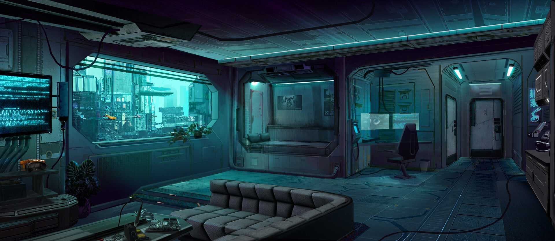 Wallpaper #Pf9MapMB3lSXT3zUReas304 Artstation Zaibatsu Cyberpunk Apartment and Process Video