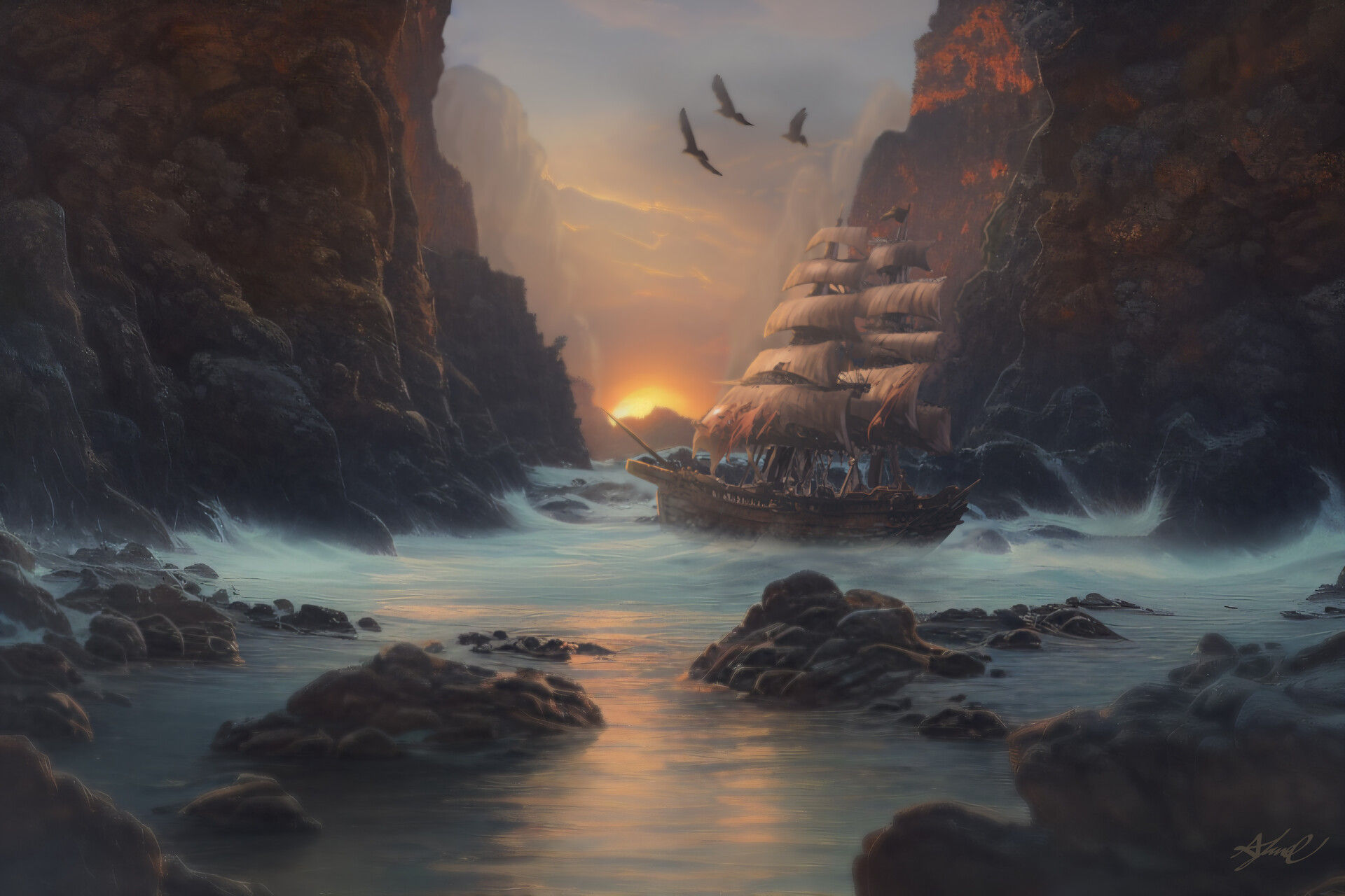 Wallpaper #z_Cpf5cBi4JM6agGtSCM158 Artstation Pirate Ship Reveal
