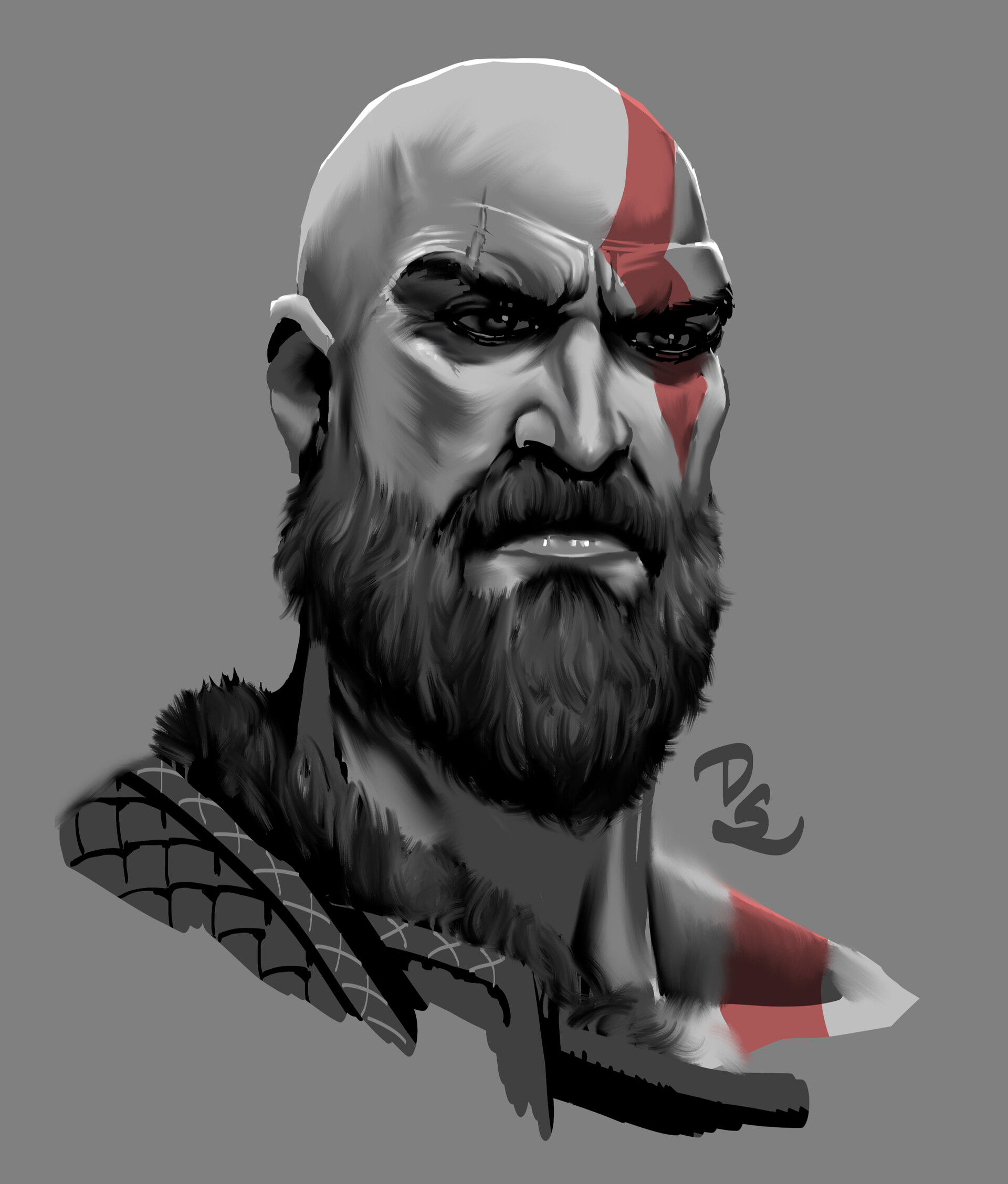 Wallpaper #fKVEOJMBVBiSkHCaLI1q155 Value Practice Kratos from God of War by Darius Sim