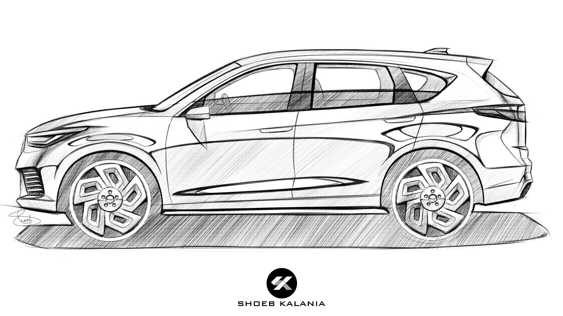 Wallpaper #vAMtZZMBpyOg8YnEctg870 Artstation Crossover SUV Csuv Sketch Side View