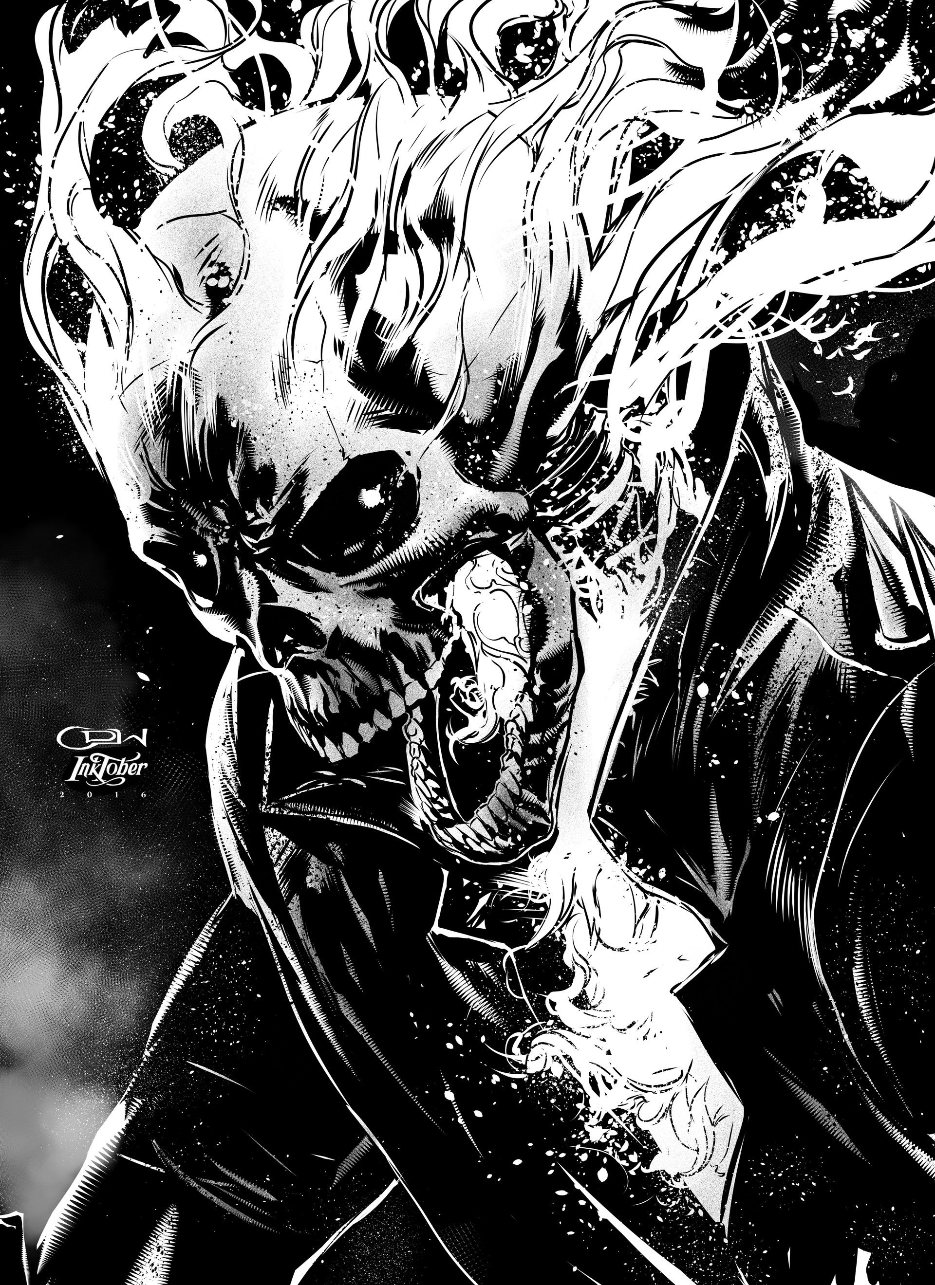 Wallpaper #ZPTDOZMBKFX8bn3rg3ez126 Ghost Rider Black and White Drawing