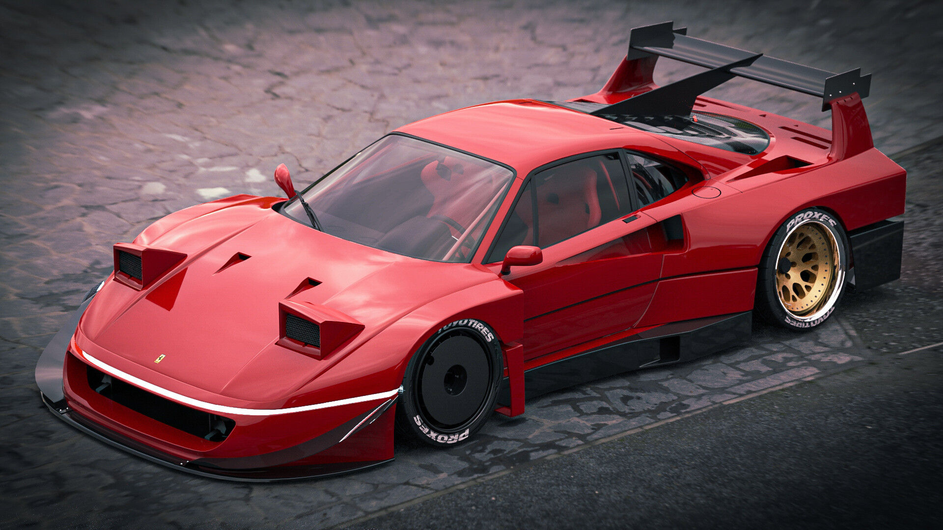 Wallpaper #73RYwY4B_8f4nGFafG0N7 Briankimworks Korea Ferrari F40 Custom Widebody Concept