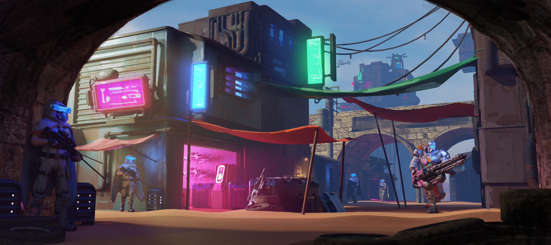 Wallpaper #hAAe6o4BSdW8dNouog6Y11 Artstation Cyberpunk Desert Town