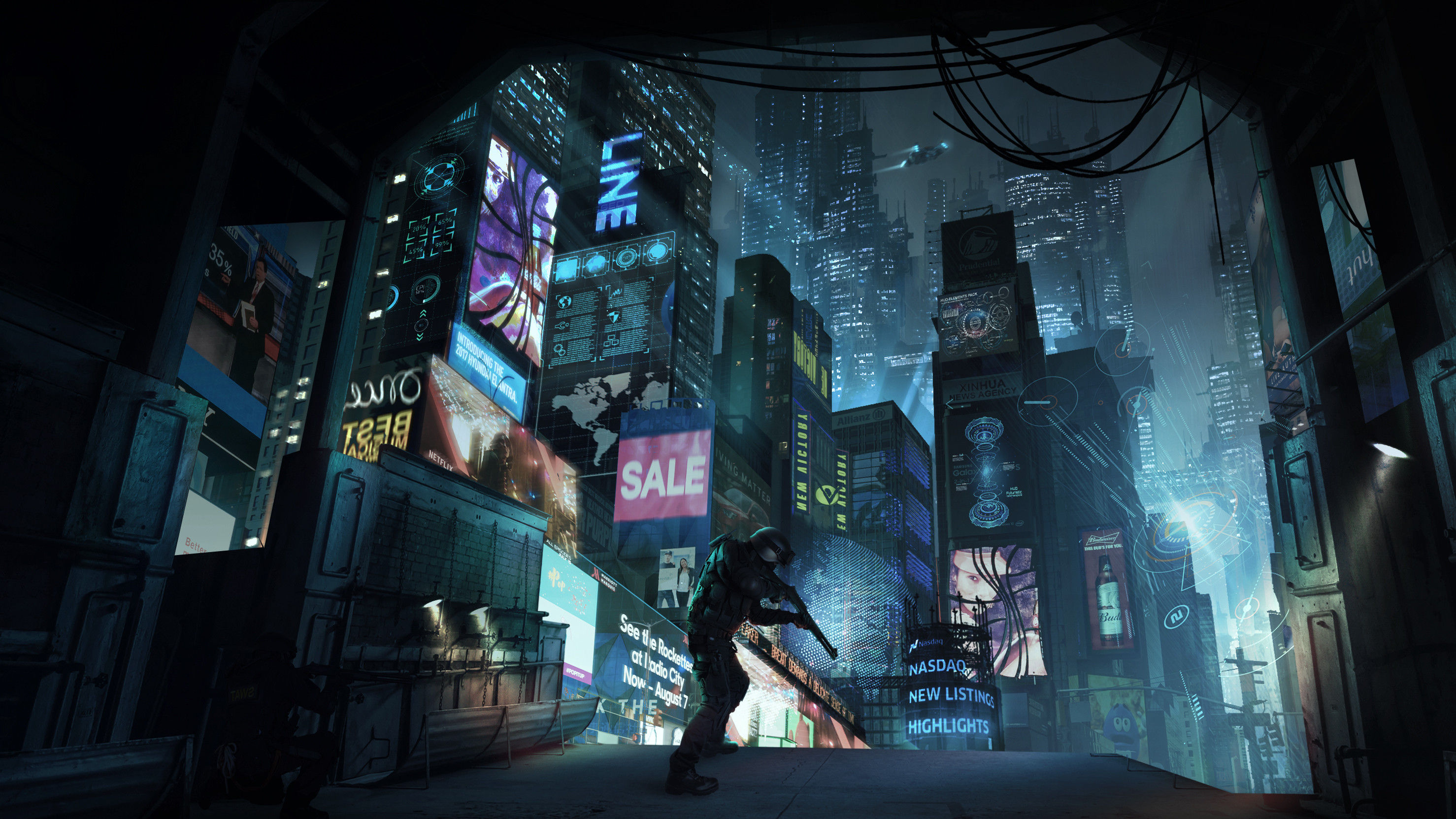 Wallpaper #ImfT-JIBSpphPi3-wItD0 Sarah Weizhen Fine Arts Studio Nyc Time Square in Cyberpunk Style