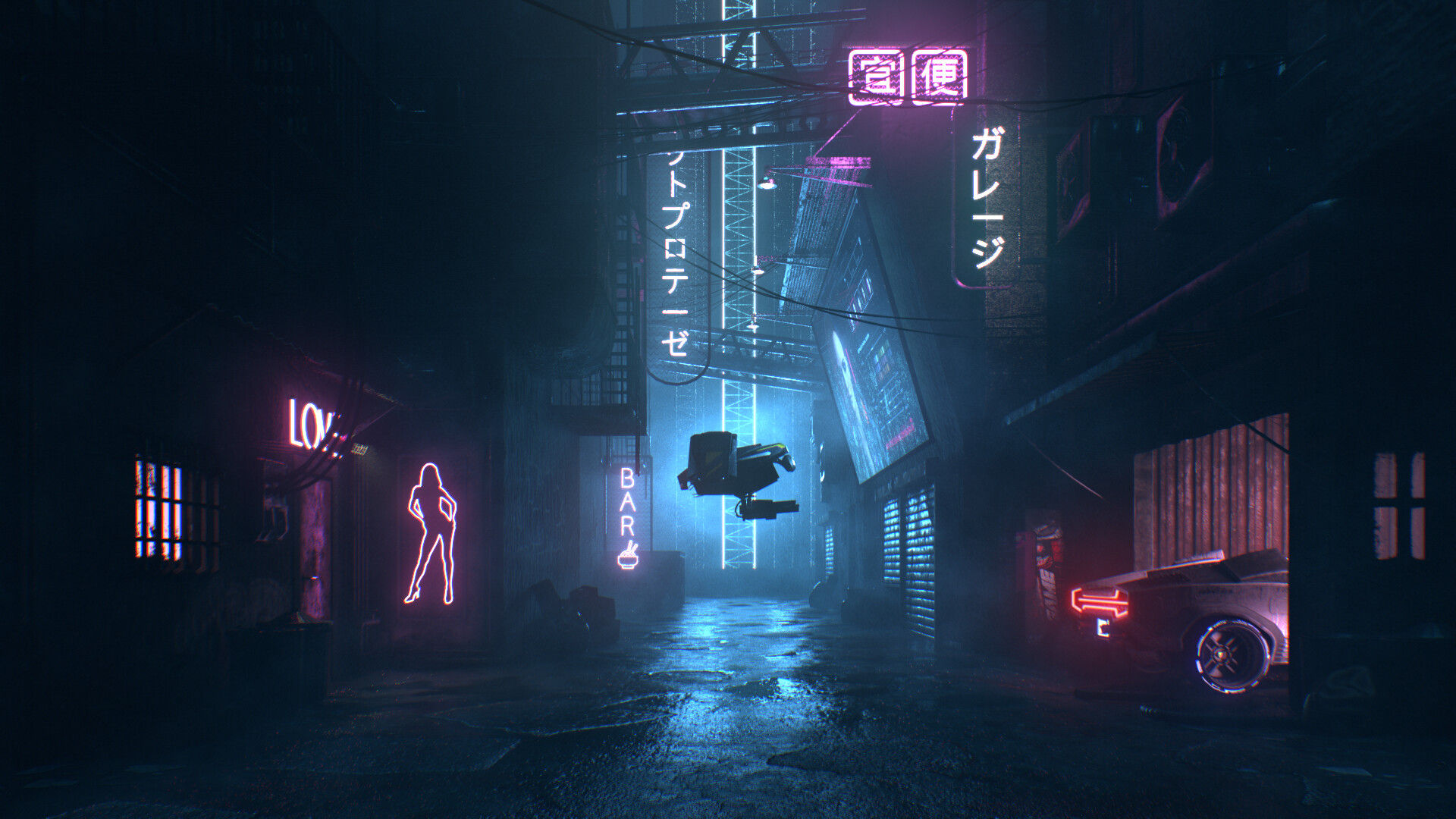 Wallpaper #N2er-5IBSpphPi3-ZJXN65 Artstation Cyberpunk Alley