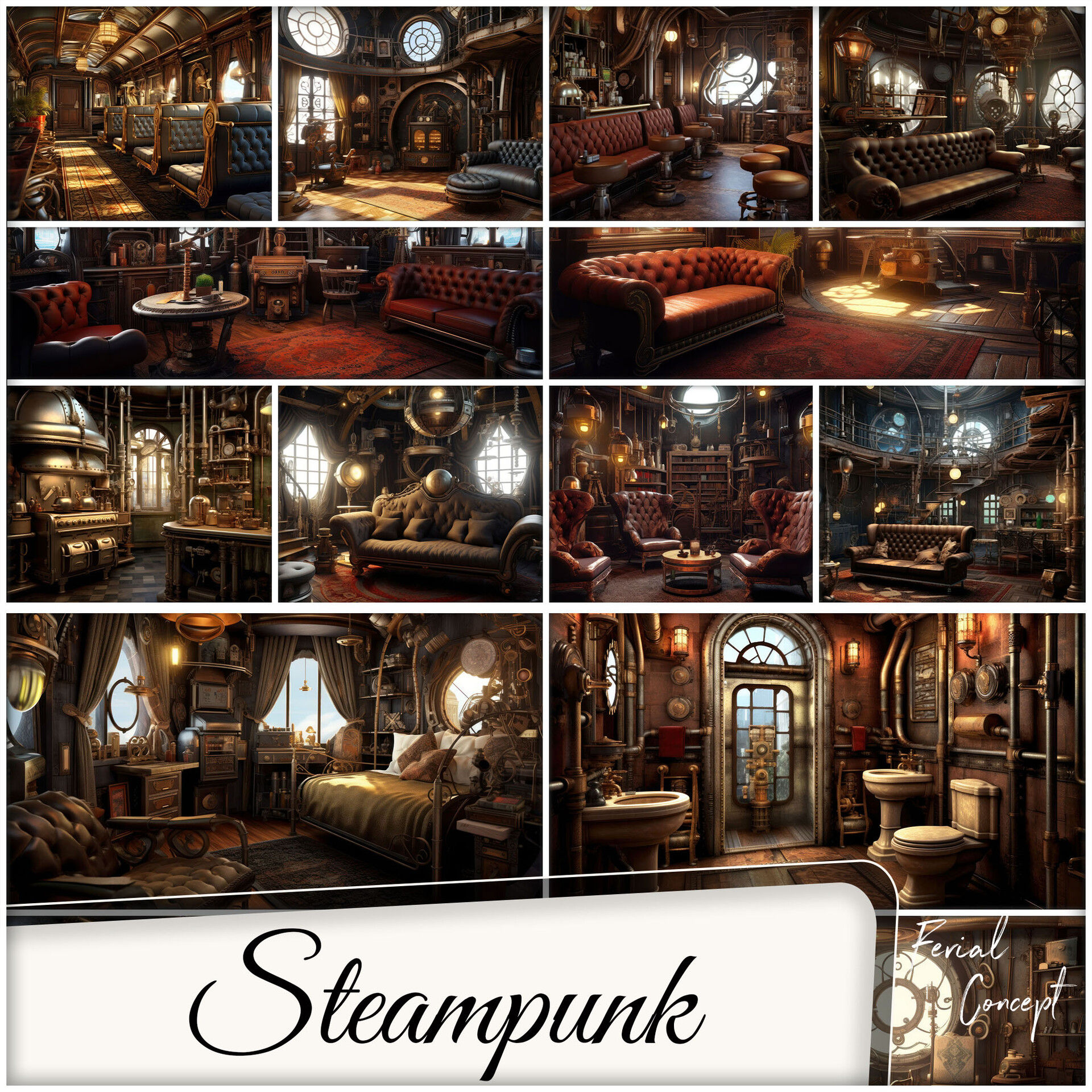 Wallpaper #ZW13apcBycdYOYFT6XGO101 Ferial Concept 200 Steampunk Interior Reference Image Pack V1