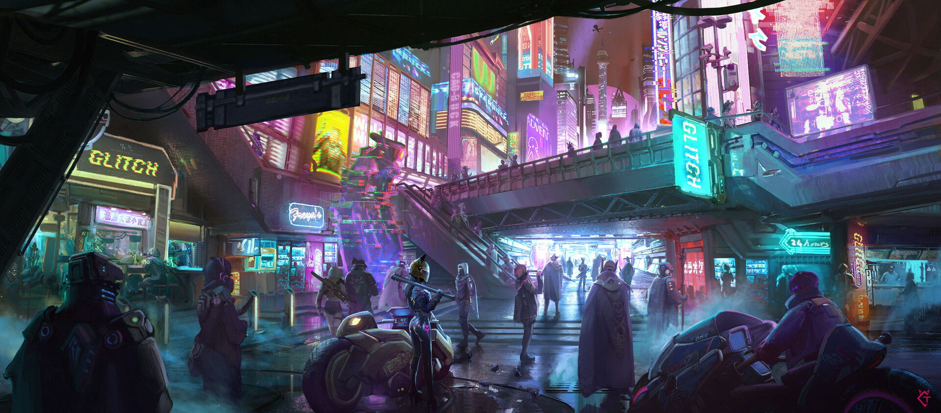 Wallpaper #vX2E9I4Bnwiau_P6Sg_V15 Artstation Cyberpunk