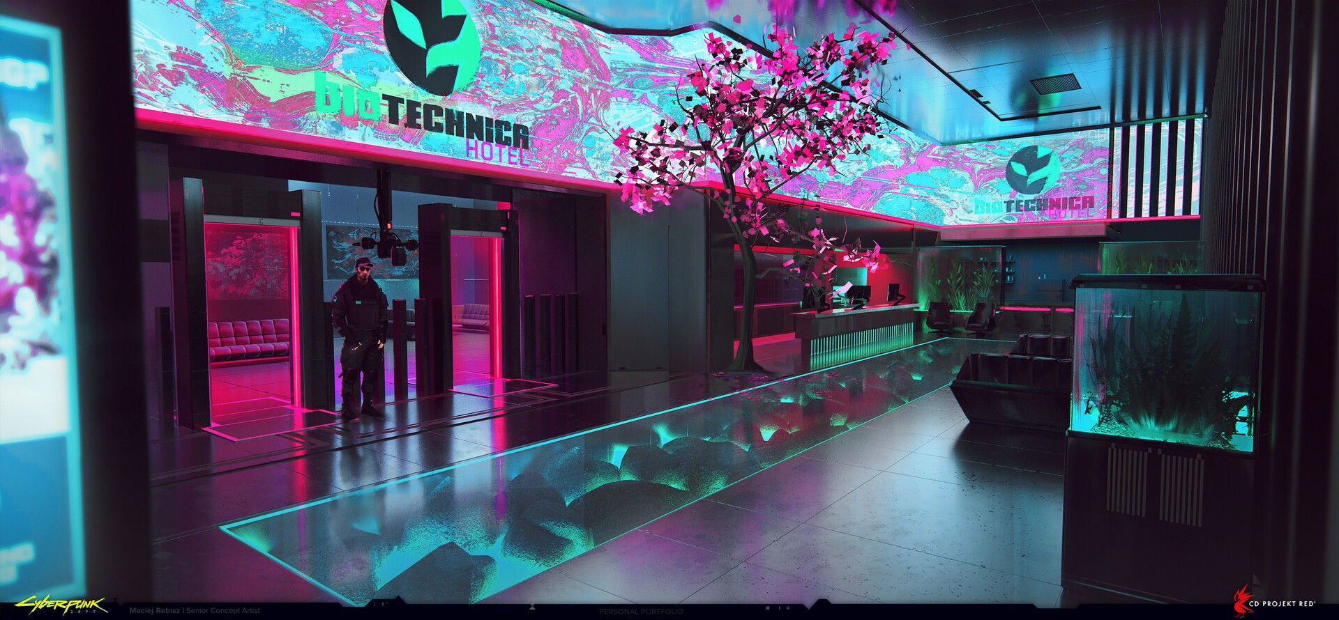 Wallpaper #1A61B Maciej Rebisz Cyberpunk 2077 Biotechnica Hotel
