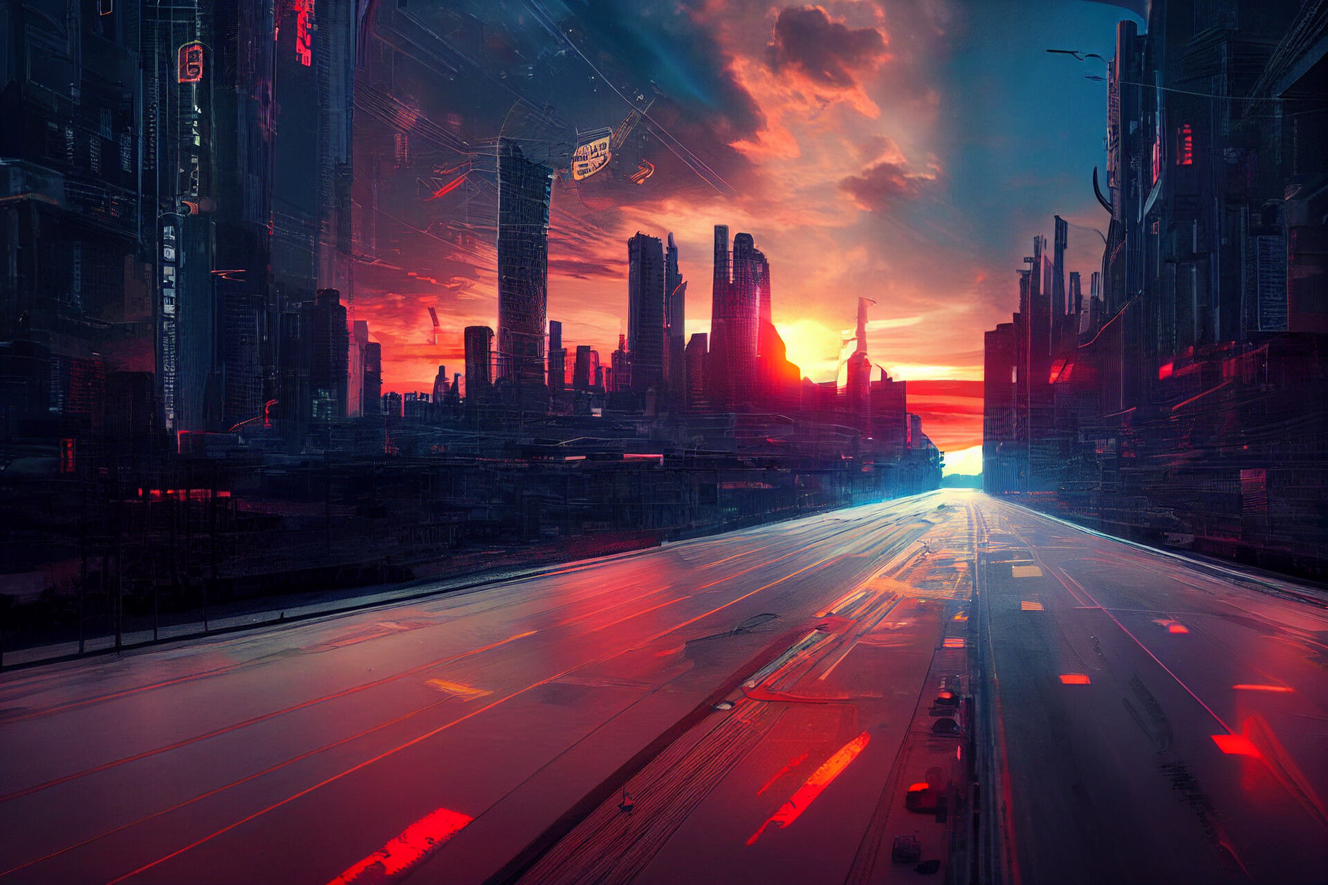 Wallpaper #rTtTcJcBSWmA-tzpvo8B4 Artstation Night City Sunset