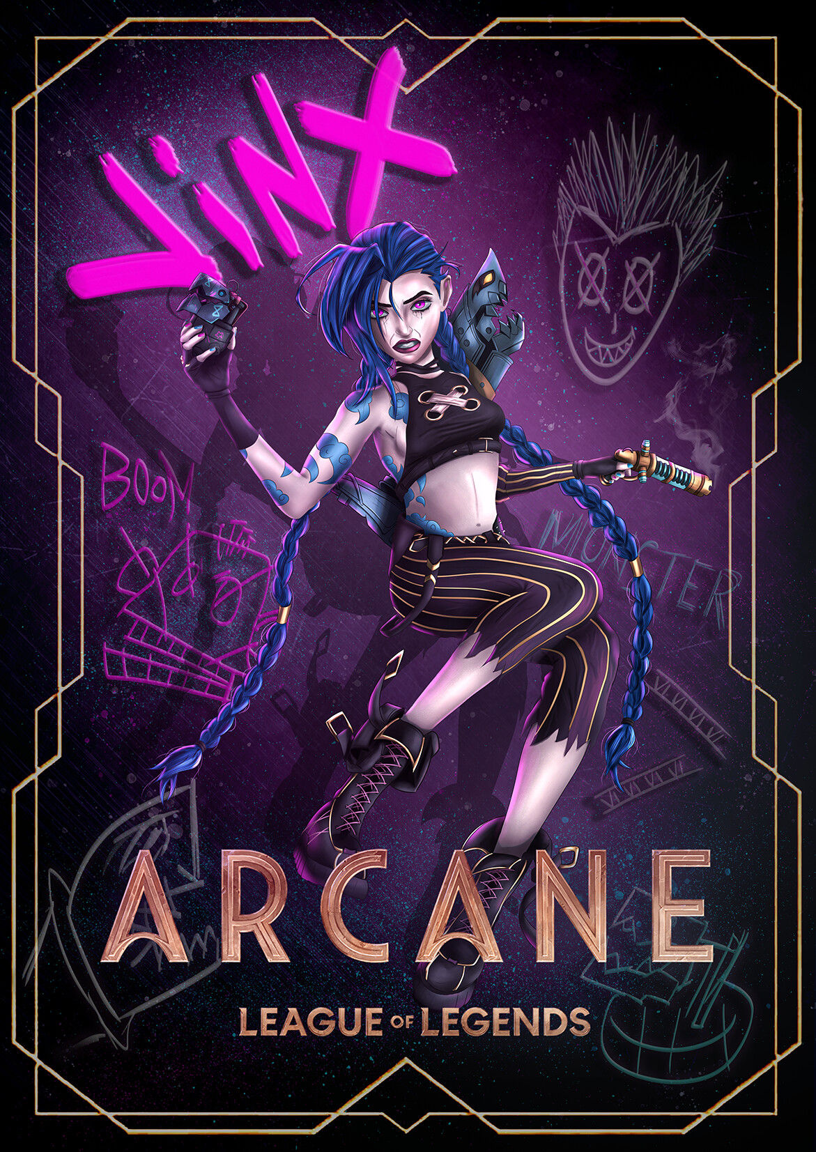 Wallpaper #XmdMB5MBSpphPi3-rMV240 Artstation Jinx Arcane Poster
